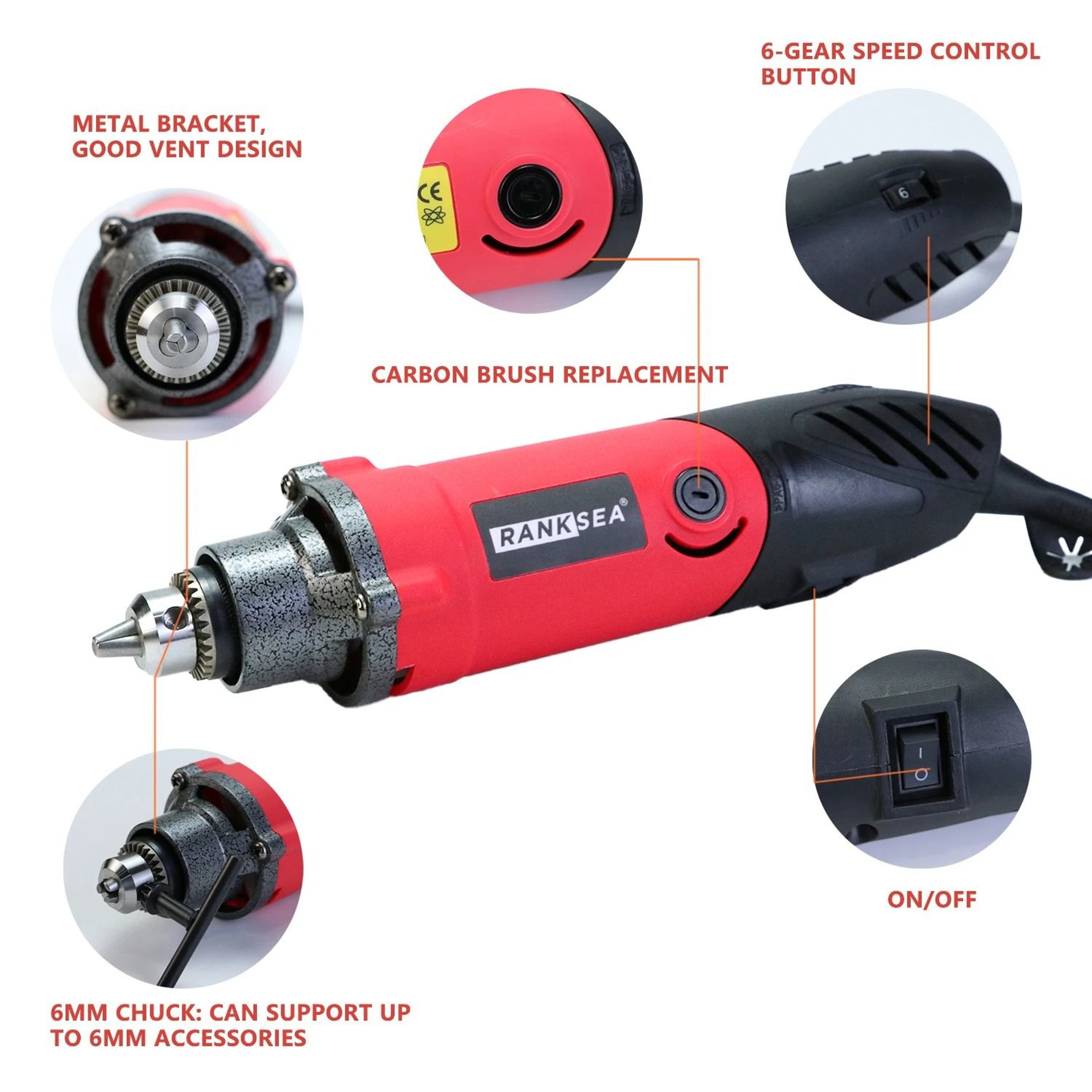 High Power Corded Rotary Tool Kit With Flex Shaft Multi Function Chuck For DIY And Home Projects 7