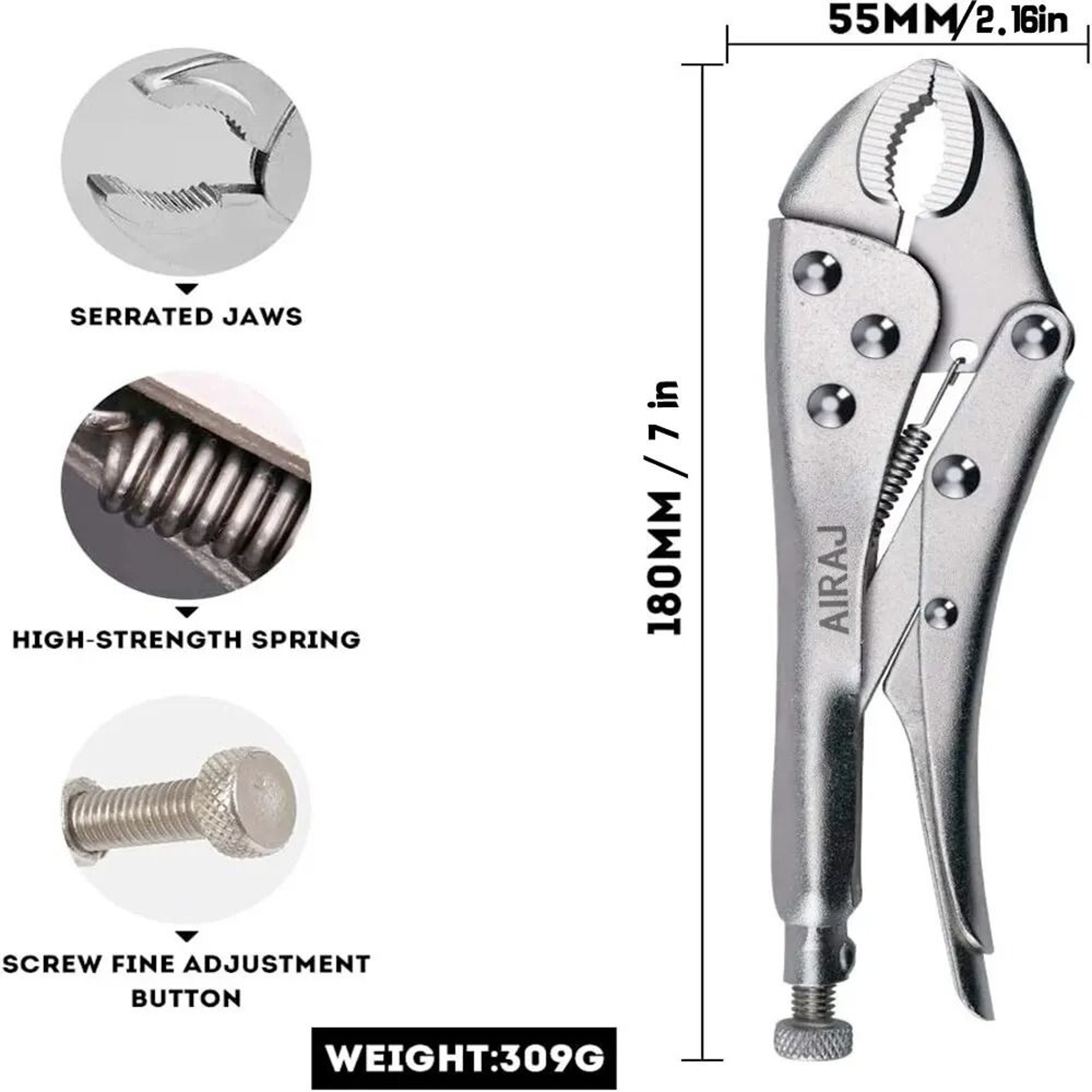 AIRAJ 7 Inch Multifunctional Locking Pliers Carbon Steel Electrician Hand Tool 6