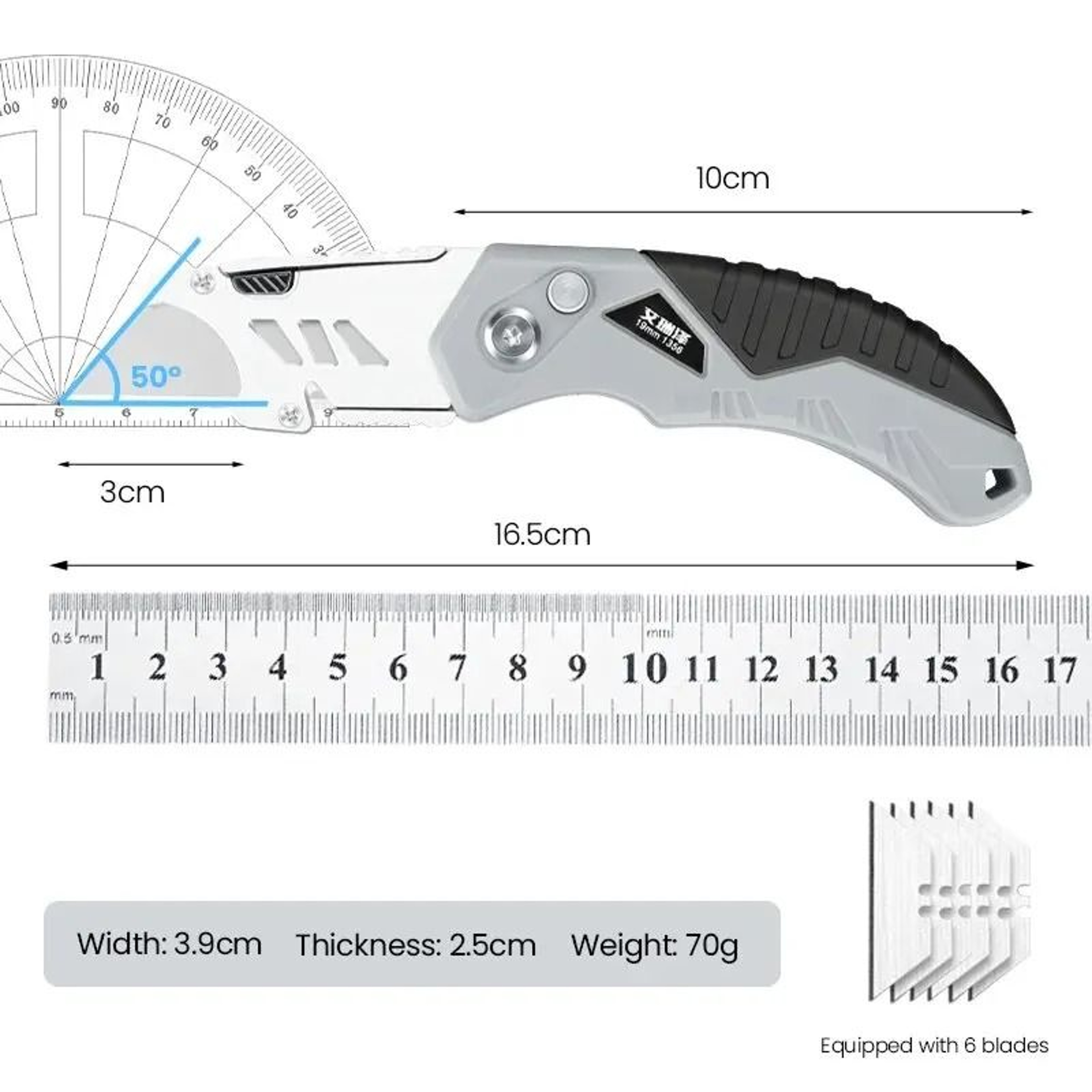 AIRAJ Heavy Duty Retractable Utility Knife Sharp Break Blade Steel Cutter Tool 6