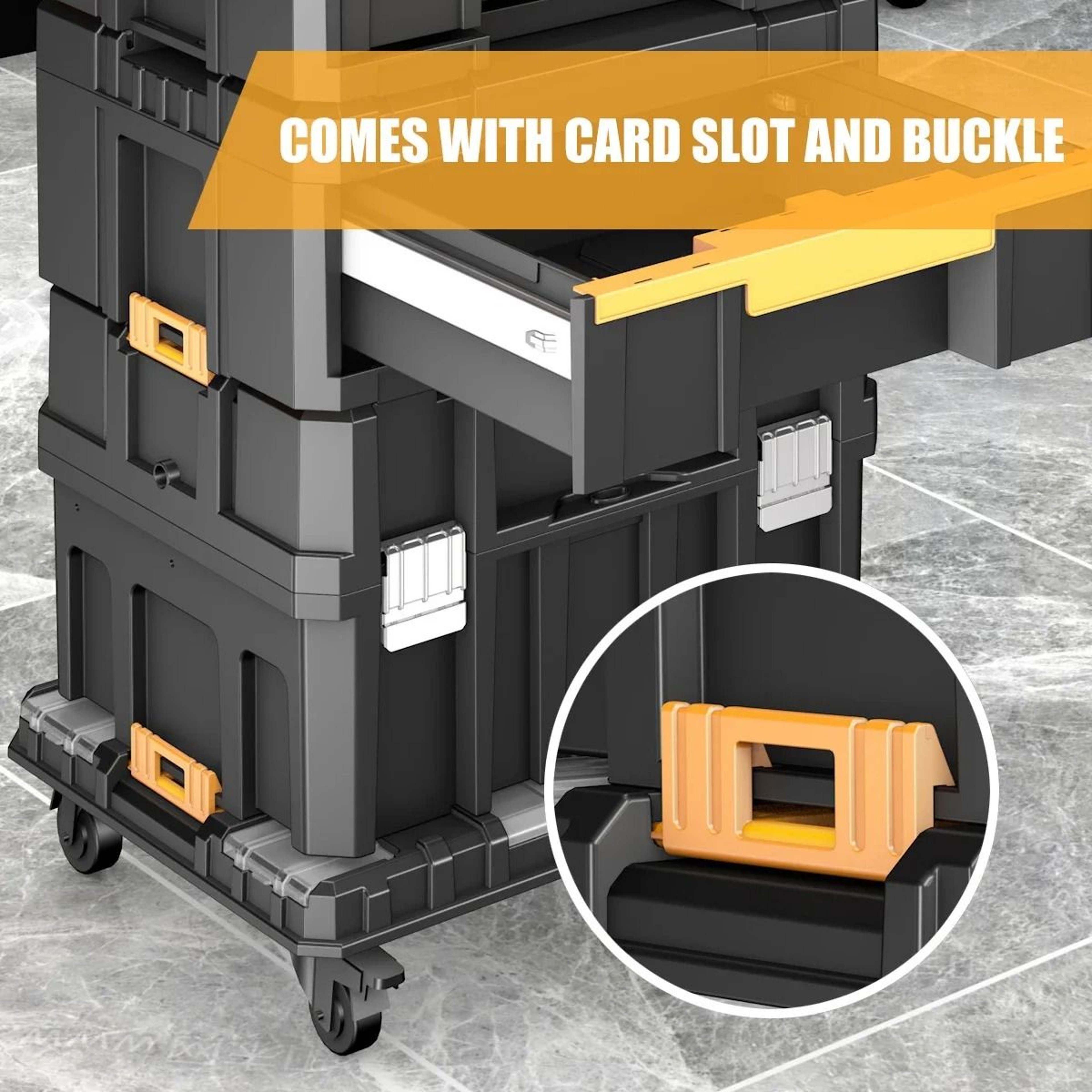 AIRAJ Stackable Modular Toolbox Set With Wheels Portable Combo Tool Storage System 8