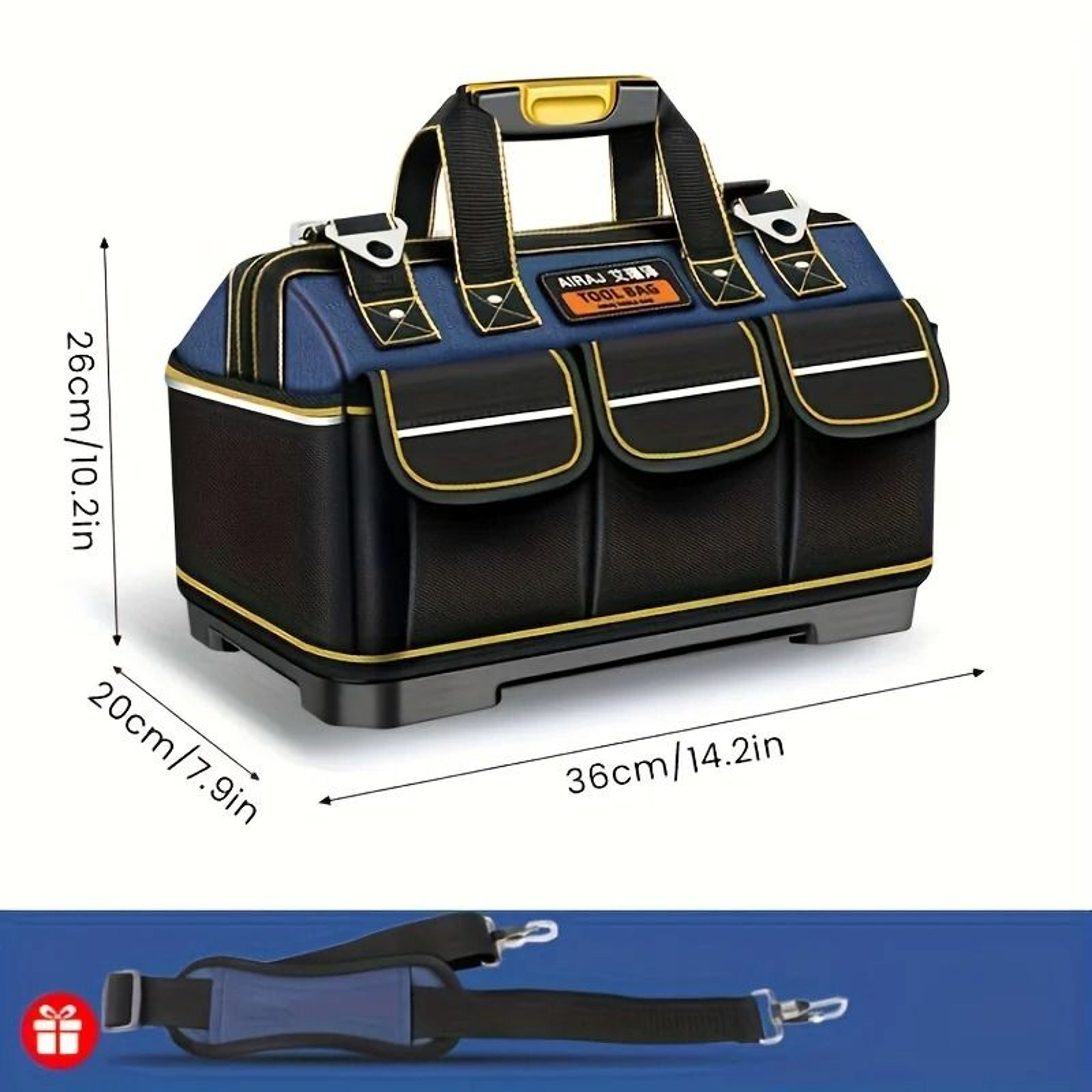 AIRAJ Professional Electrician Tool Bag Heavy Duty Instrument Work Organizer With Belt 5