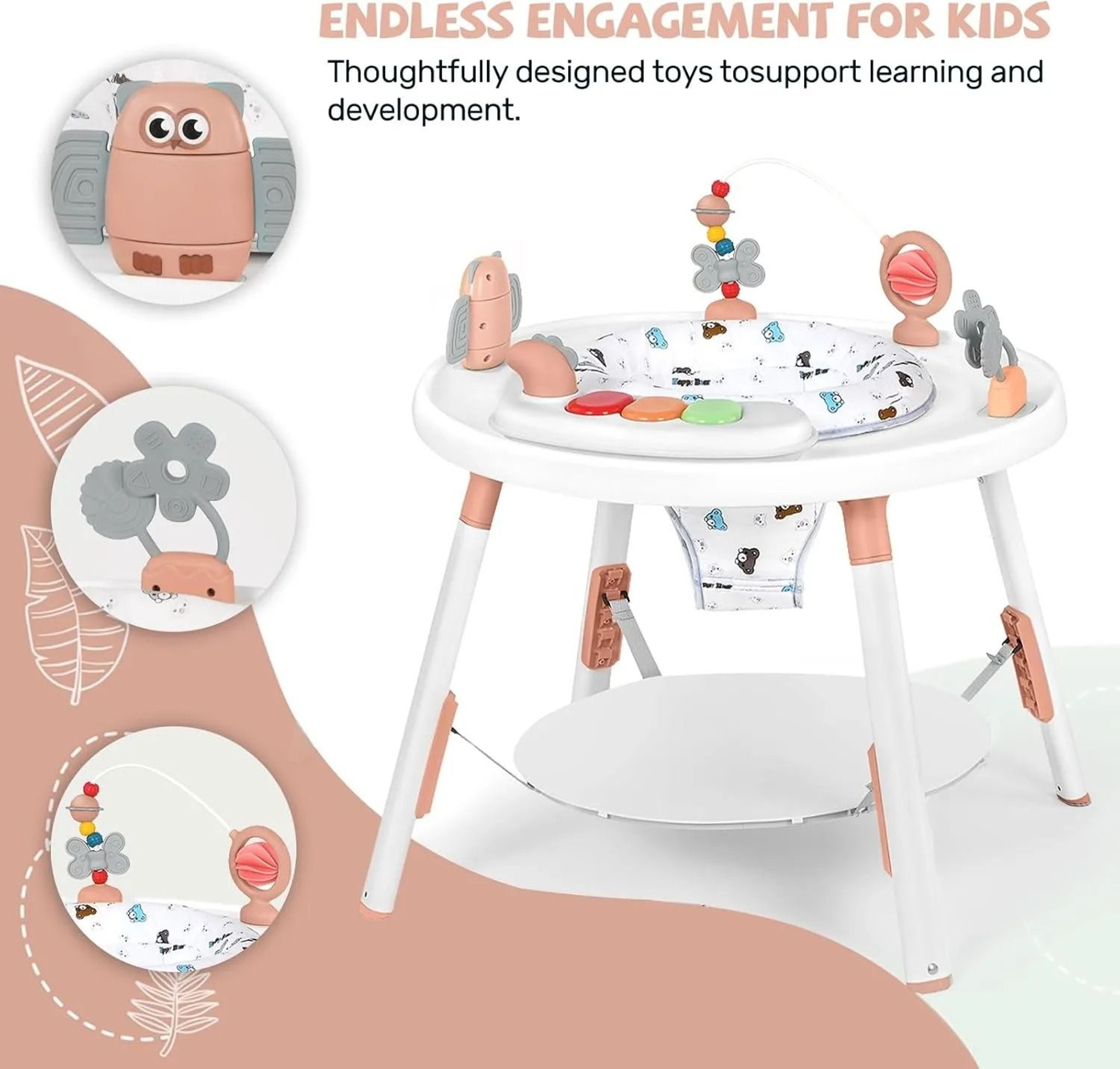 3 In 1 Baby Activity Center With 360 Degree Rotating Seat And Detachable Toys 6