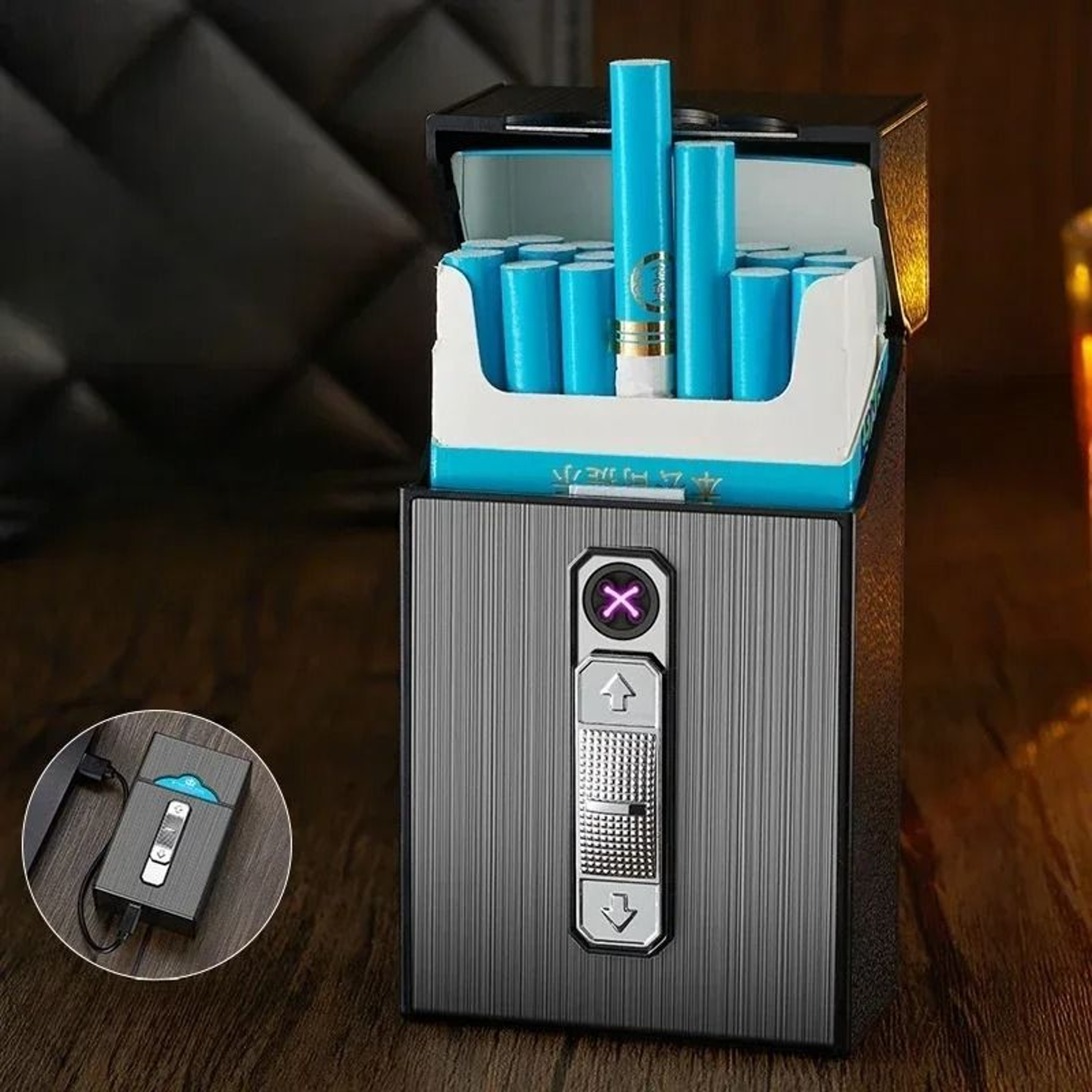 USB Rechargeable Electric Arc Lighter Waterproof Cigarette Case For Outdoor Use 9