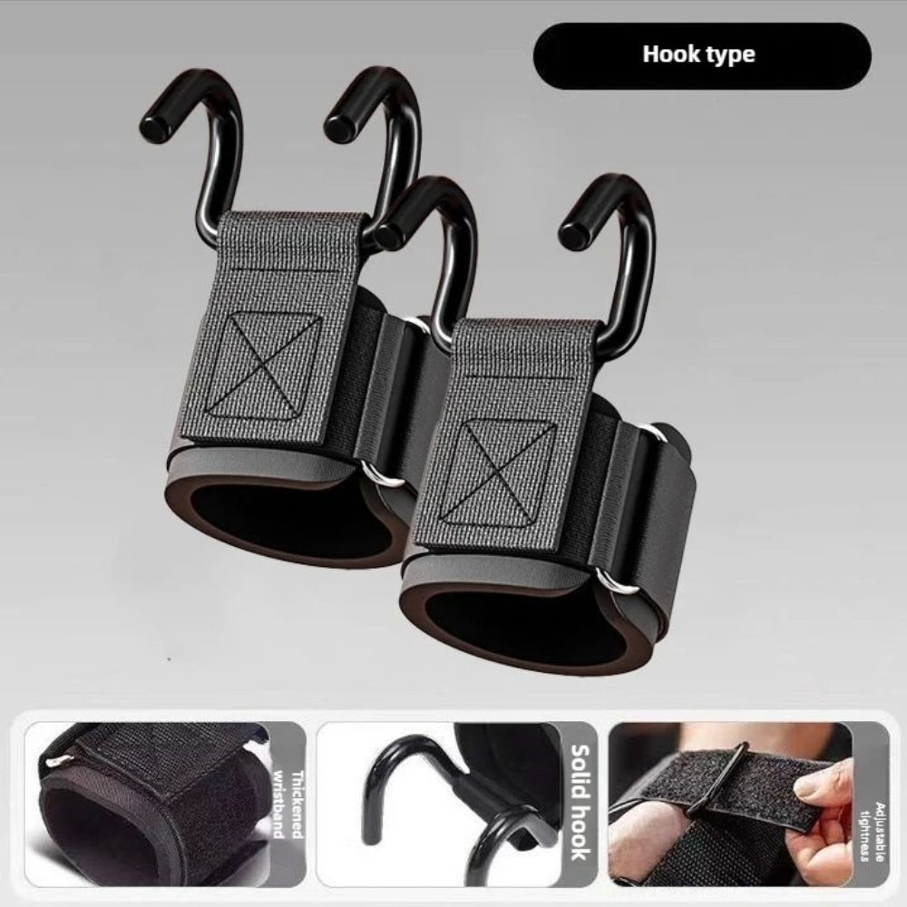 Weight Lifting Hooks With Wrist Wraps Grip Support For Pull Ups And Powerlifting 3