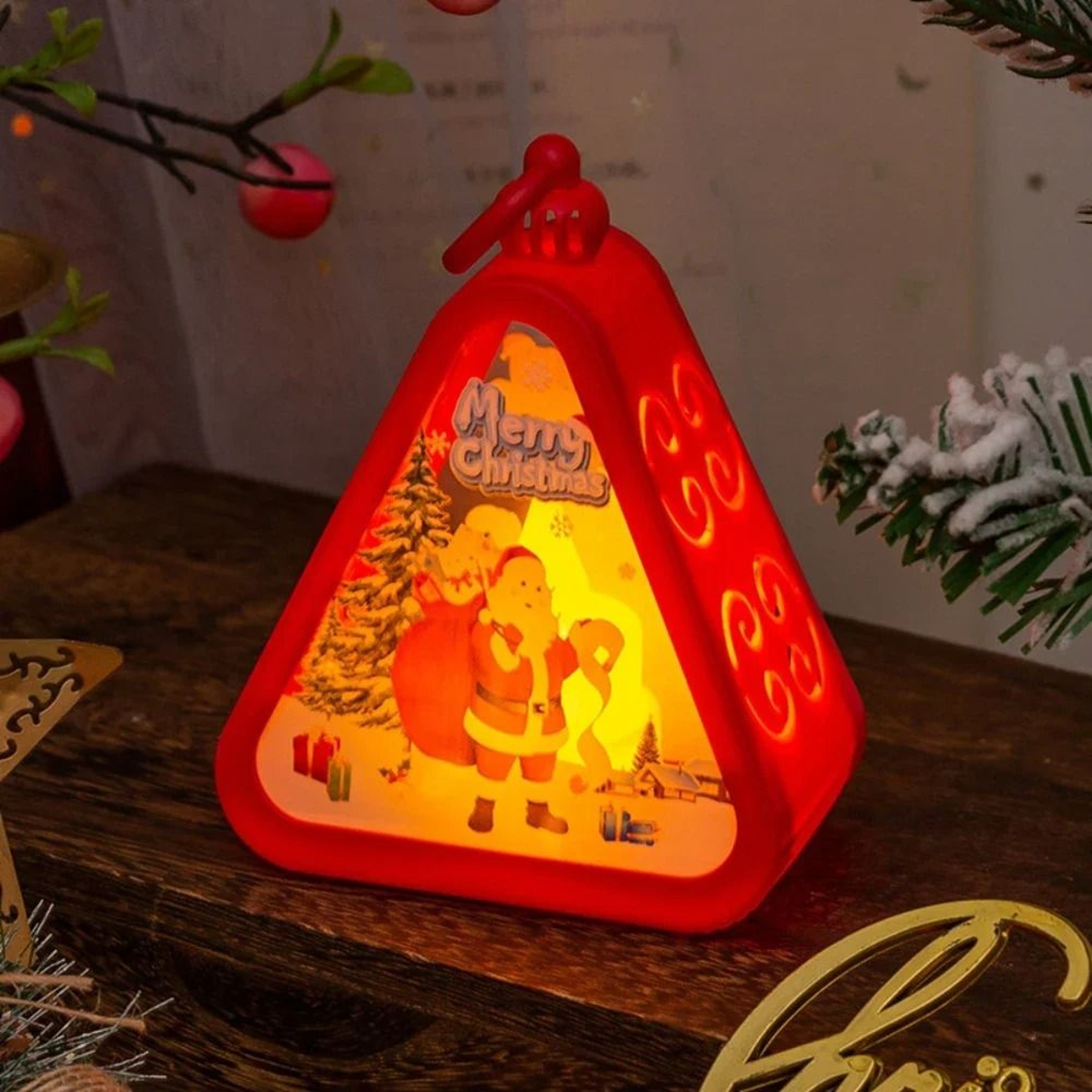 Mini Christmas LED Lantern Holiday Table Decoration With Santa Or Snowman 2