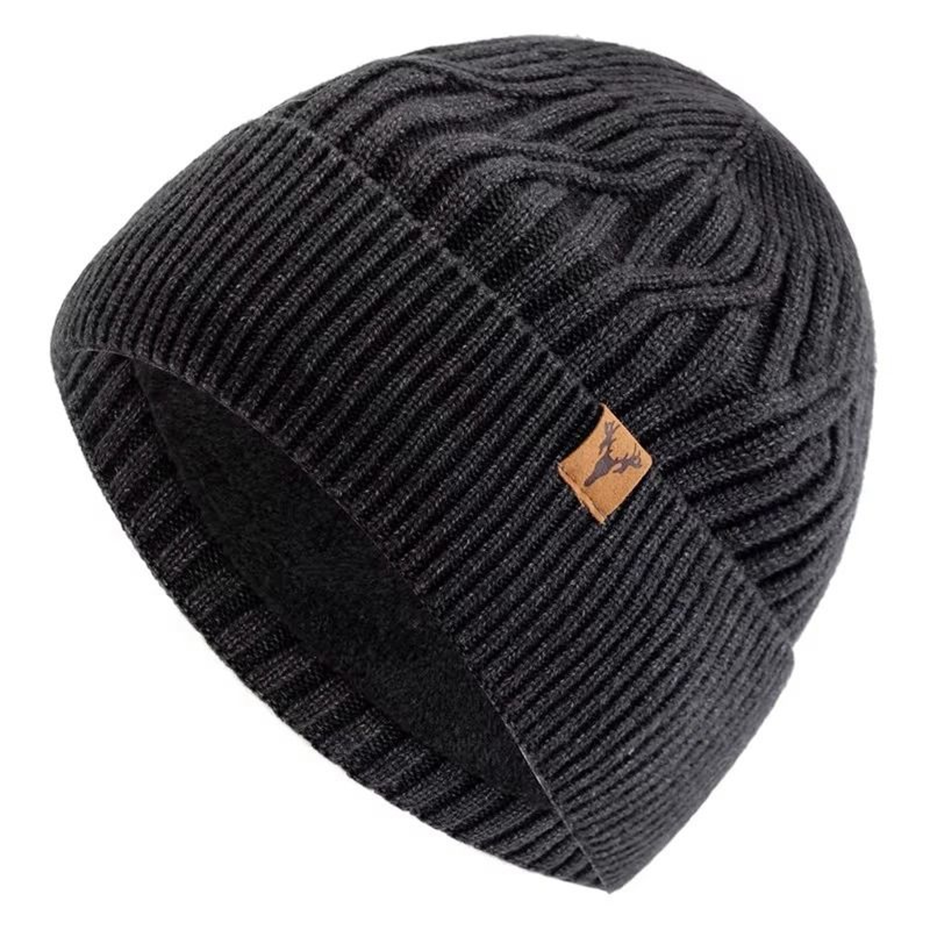 Unisex Plush Lined Winter Beanie Knitted Warm Hat For Outdoor Use 5