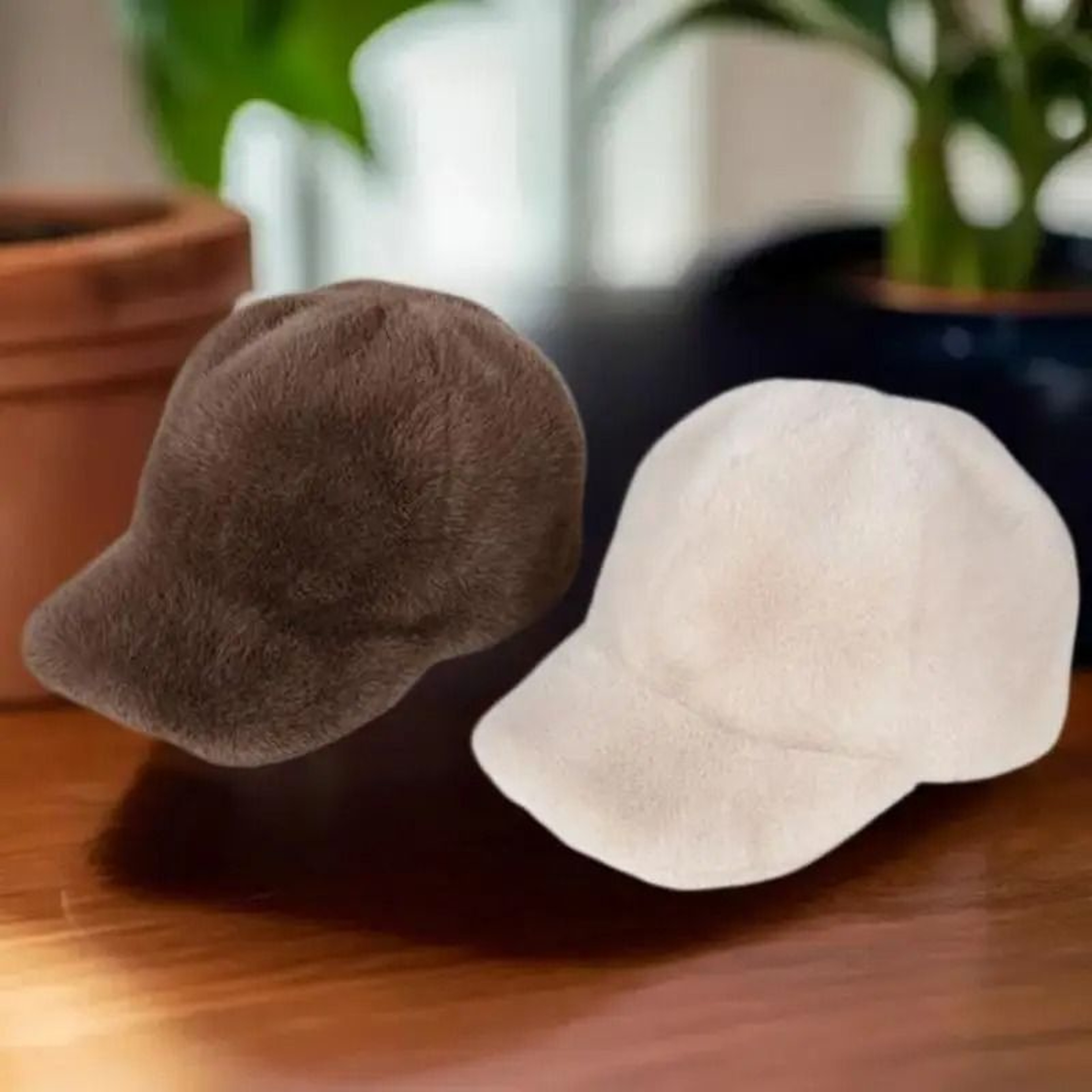 Plush Faux Fur Winter Snapback Baseball Cap Solid Color Unisex Hat 0