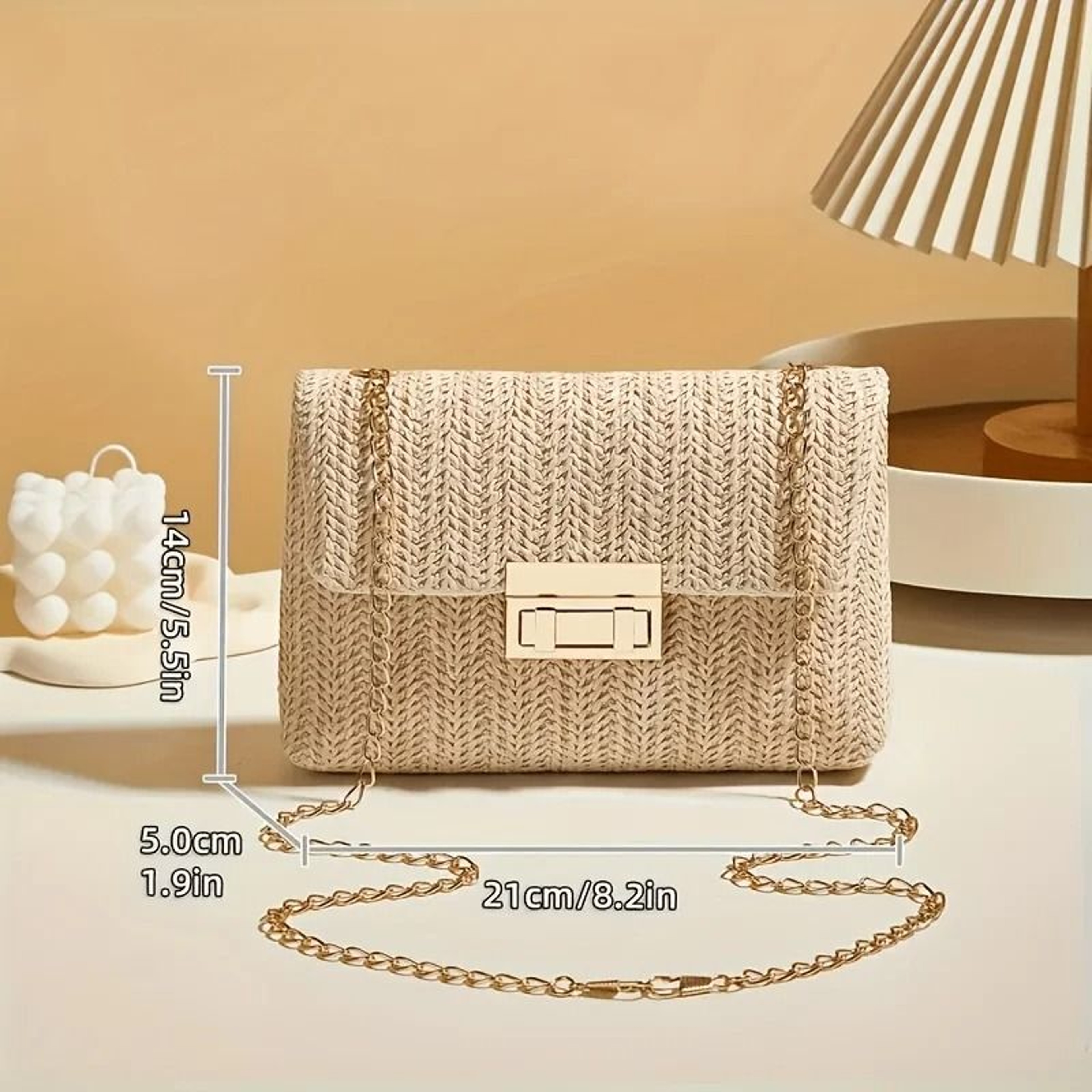 Elegant Woven Straw Shoulder Bag Womens Crossbody Handbag 4