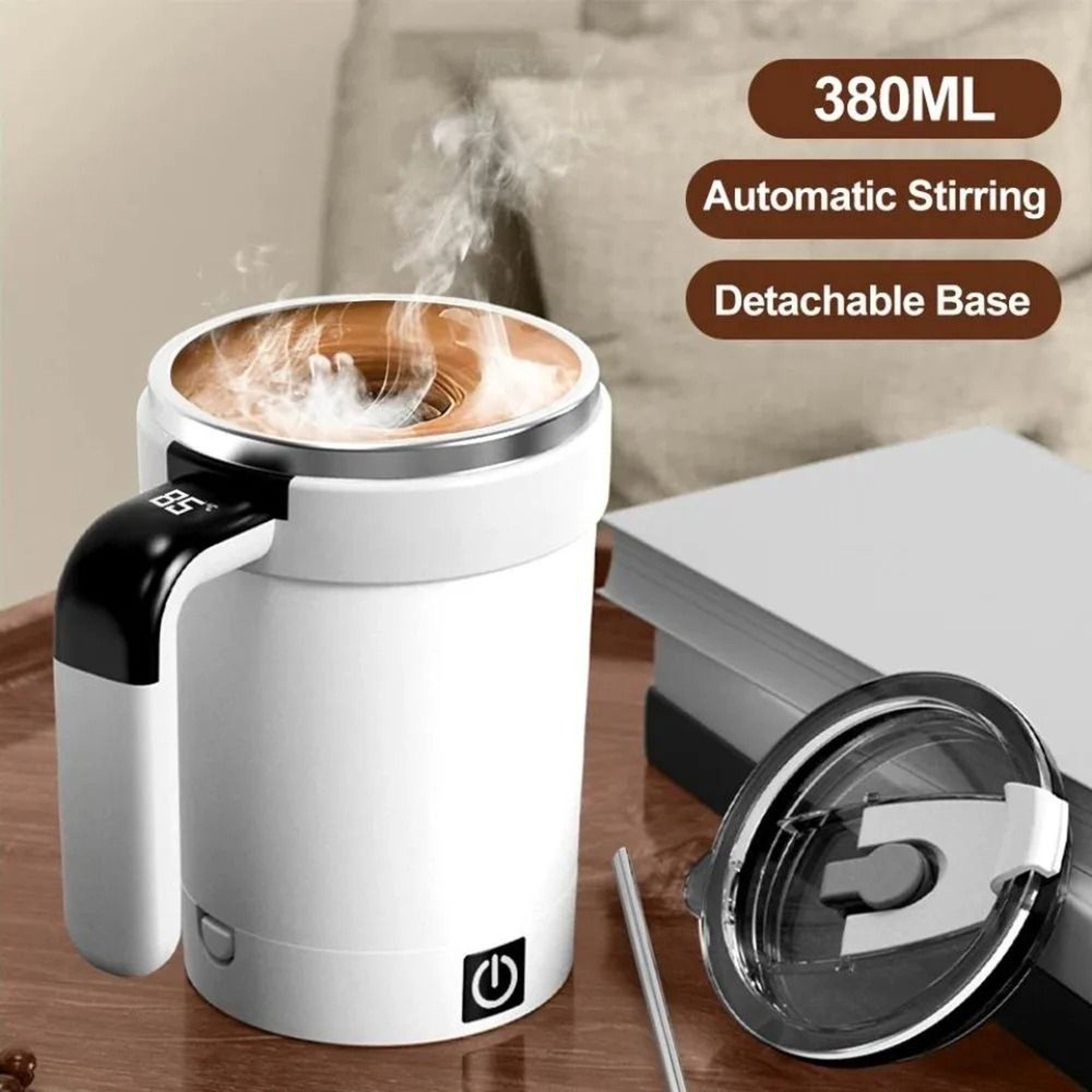Rechargeable Automatic Stirring Cup Stainless Steel Magnetic Self Stirring Coffee Mug 9
