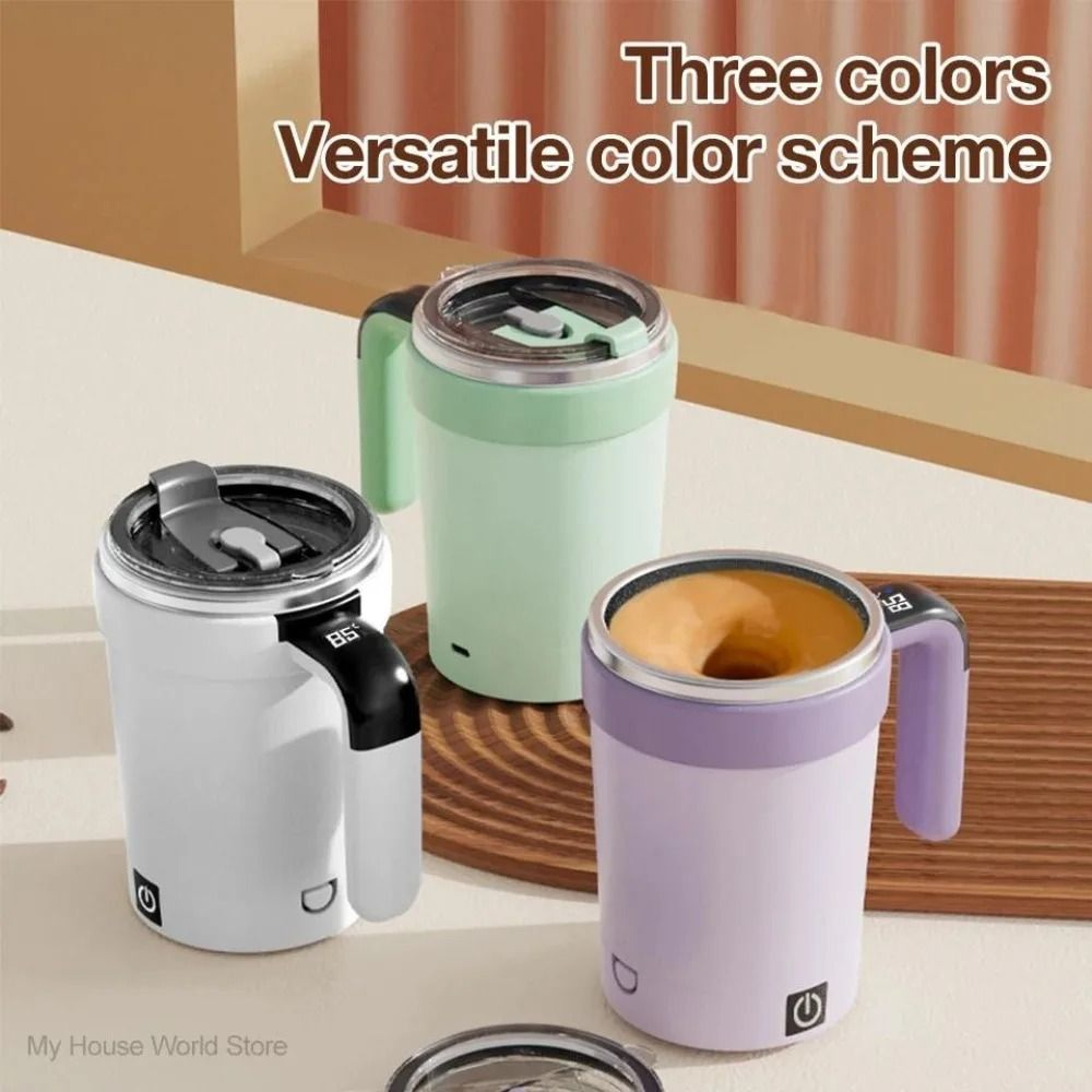 Rechargeable Automatic Stirring Cup Stainless Steel Magnetic Self Stirring Coffee Mug 4