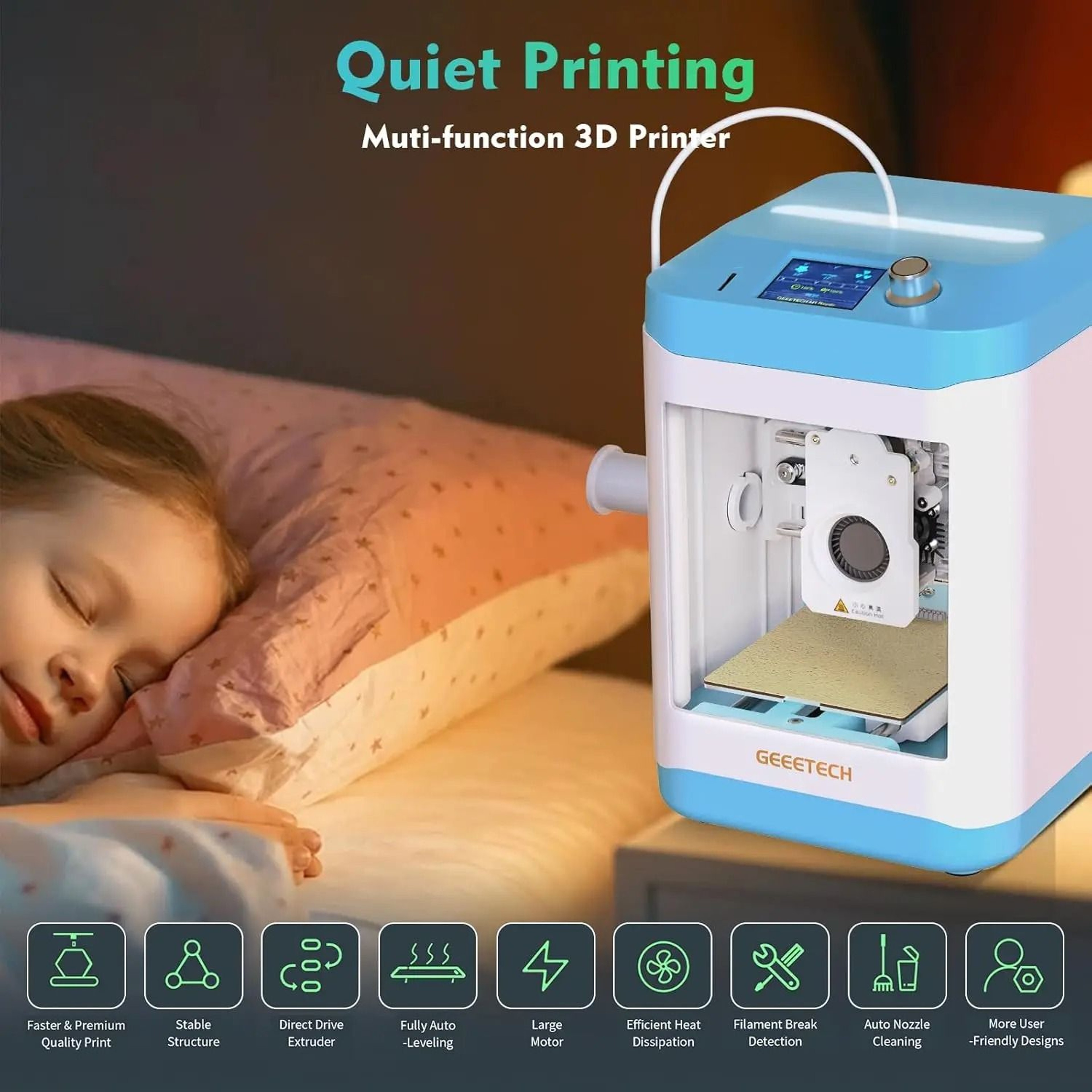 Geeetech M1 Mini 3D Printer For Kids And Beginners With Auto Leveling 4