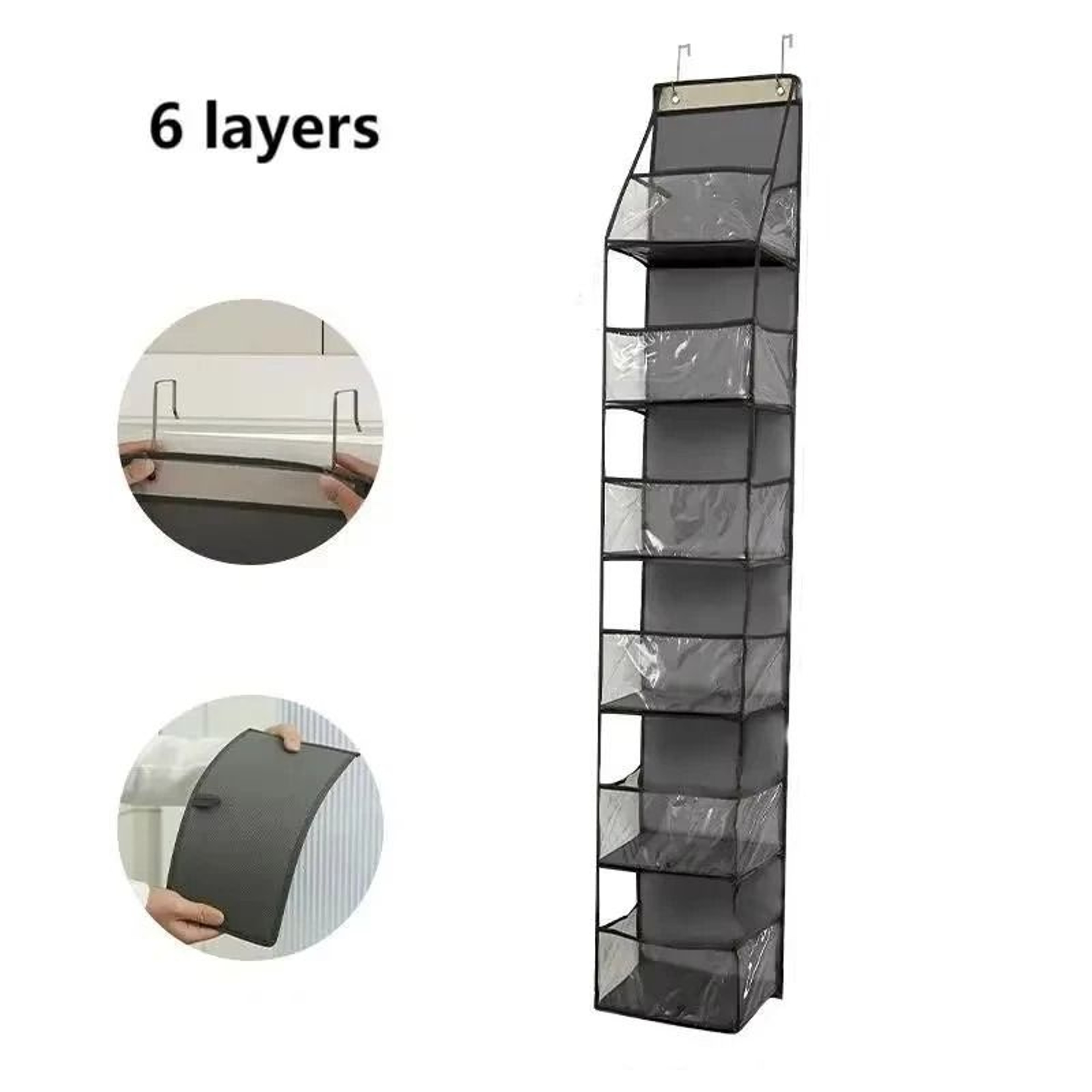SpaceSaver 6 Shelf Over The Door Pantry Organizer With Clear Pockets 2