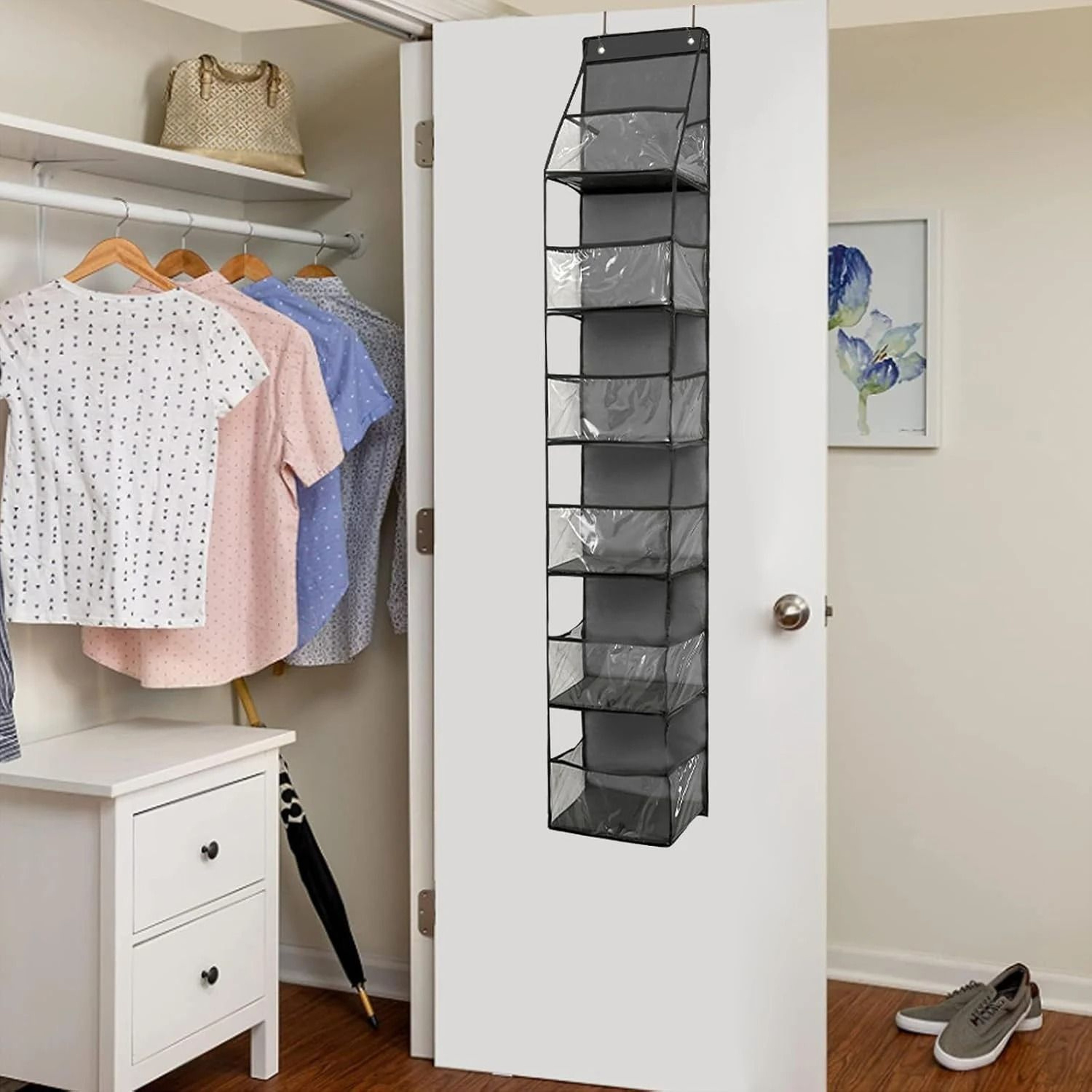 SpaceSaver 6 Shelf Over The Door Pantry Organizer With Clear Pockets 7
