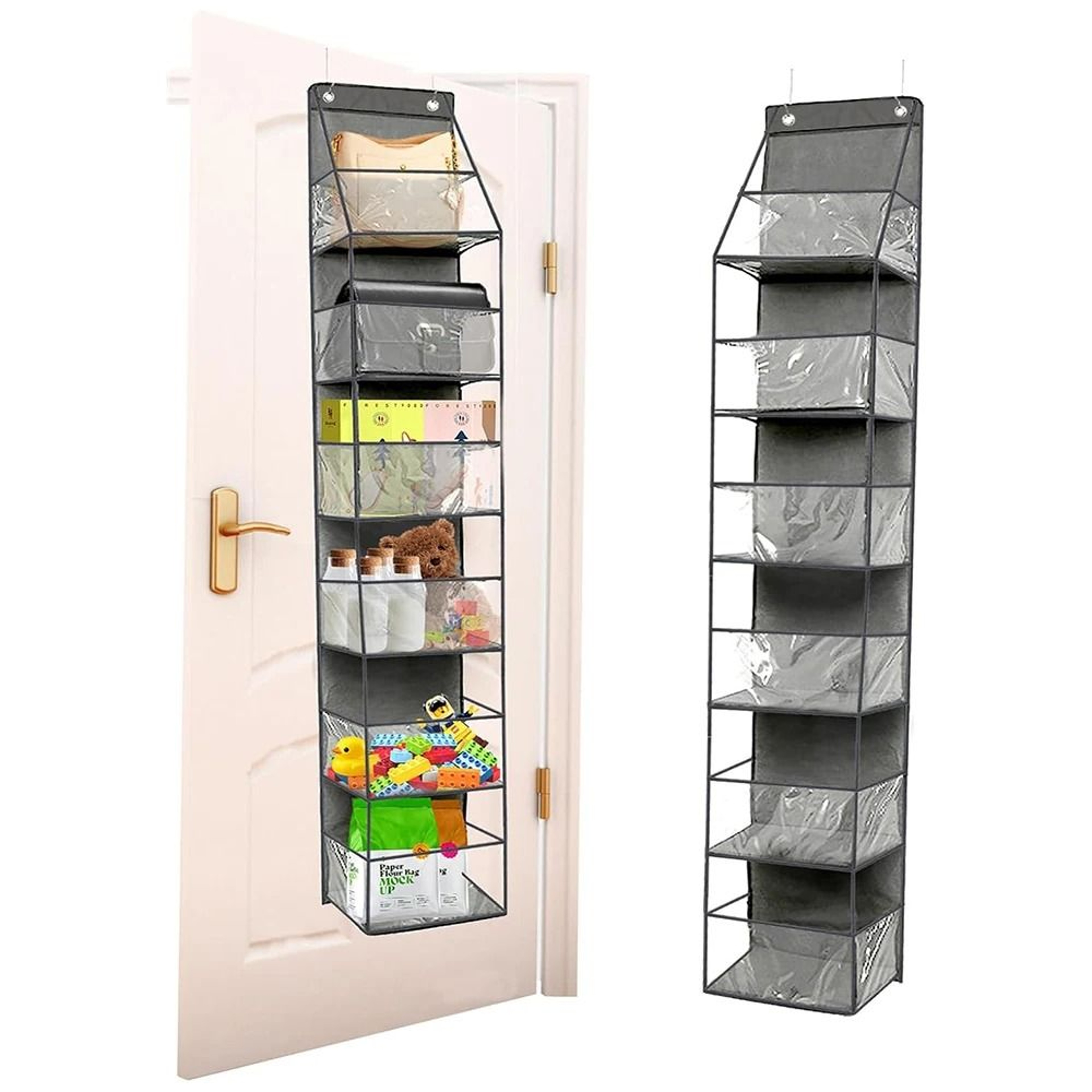 SpaceSaver 6 Shelf Over The Door Pantry Organizer With Clear Pockets 0