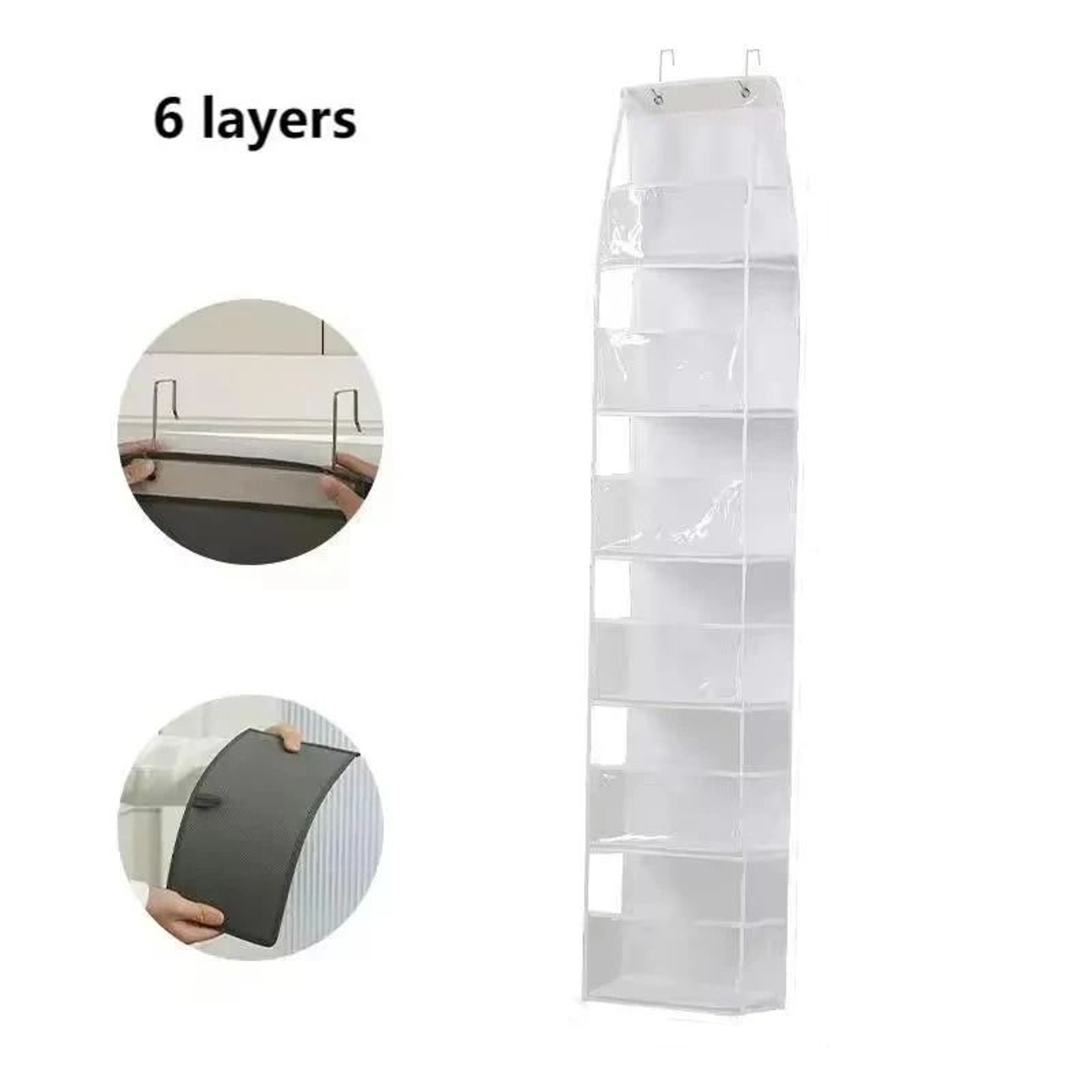 SpaceSaver 6 Shelf Over The Door Pantry Organizer With Clear Pockets 1
