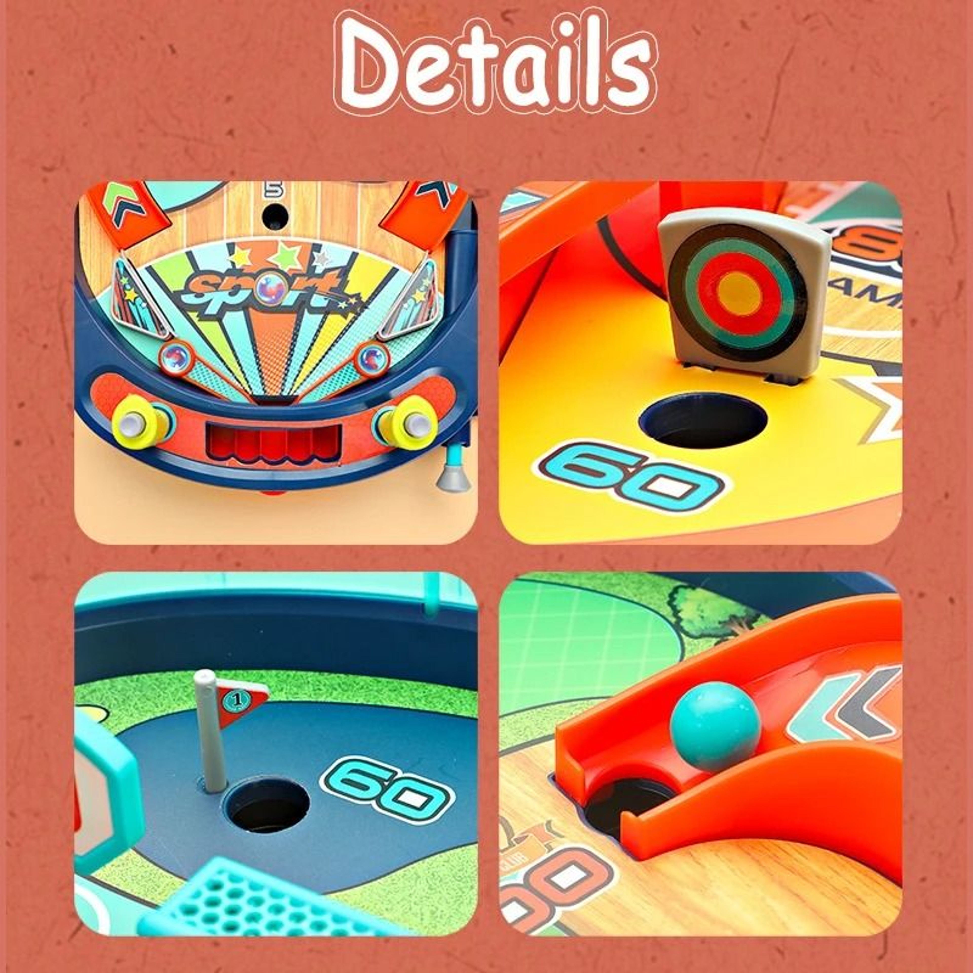 FunFlip Children Pinball Machine Toy Marble Battle Table Game 5