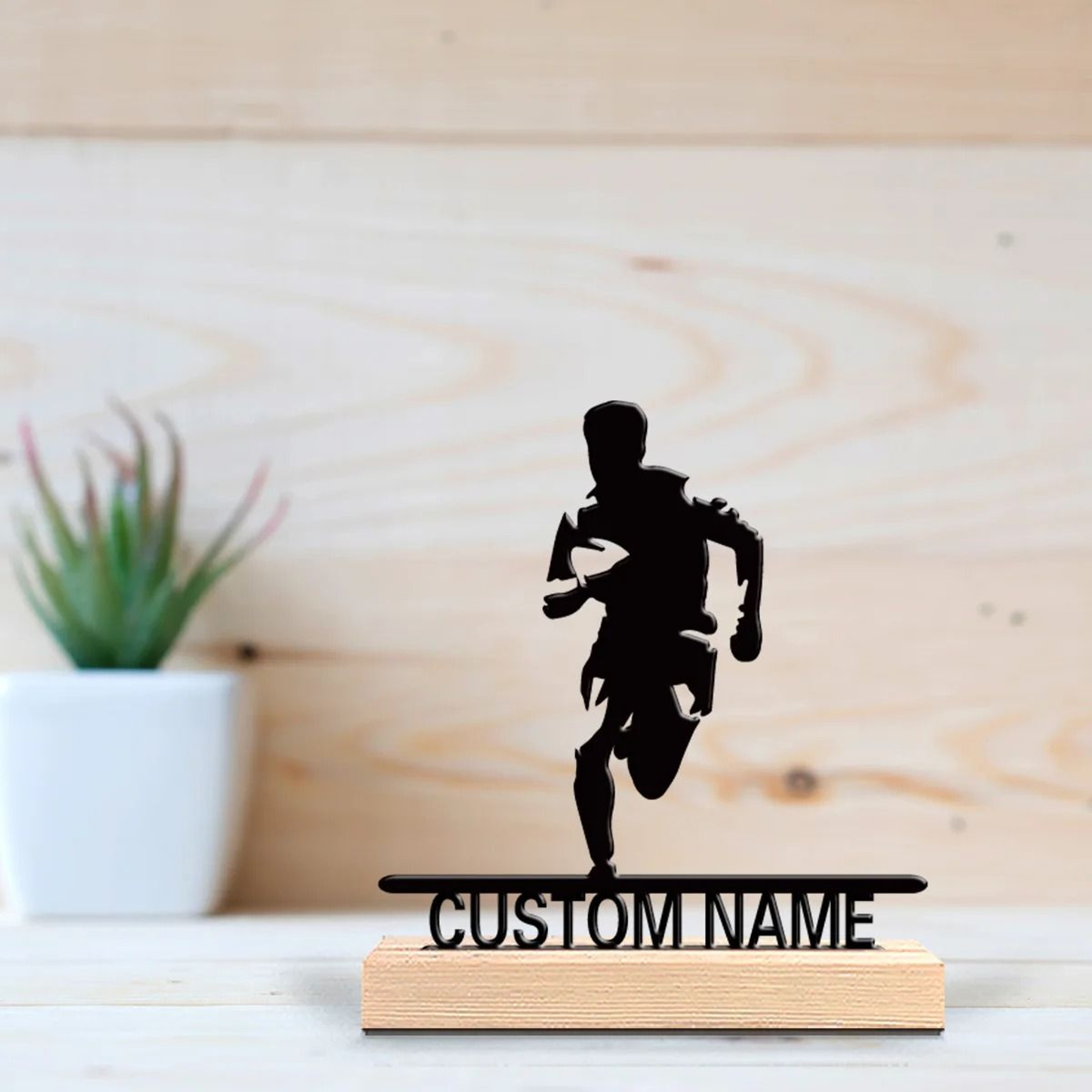 VictoryStride Personalized Running Statue With Wooden Base 0