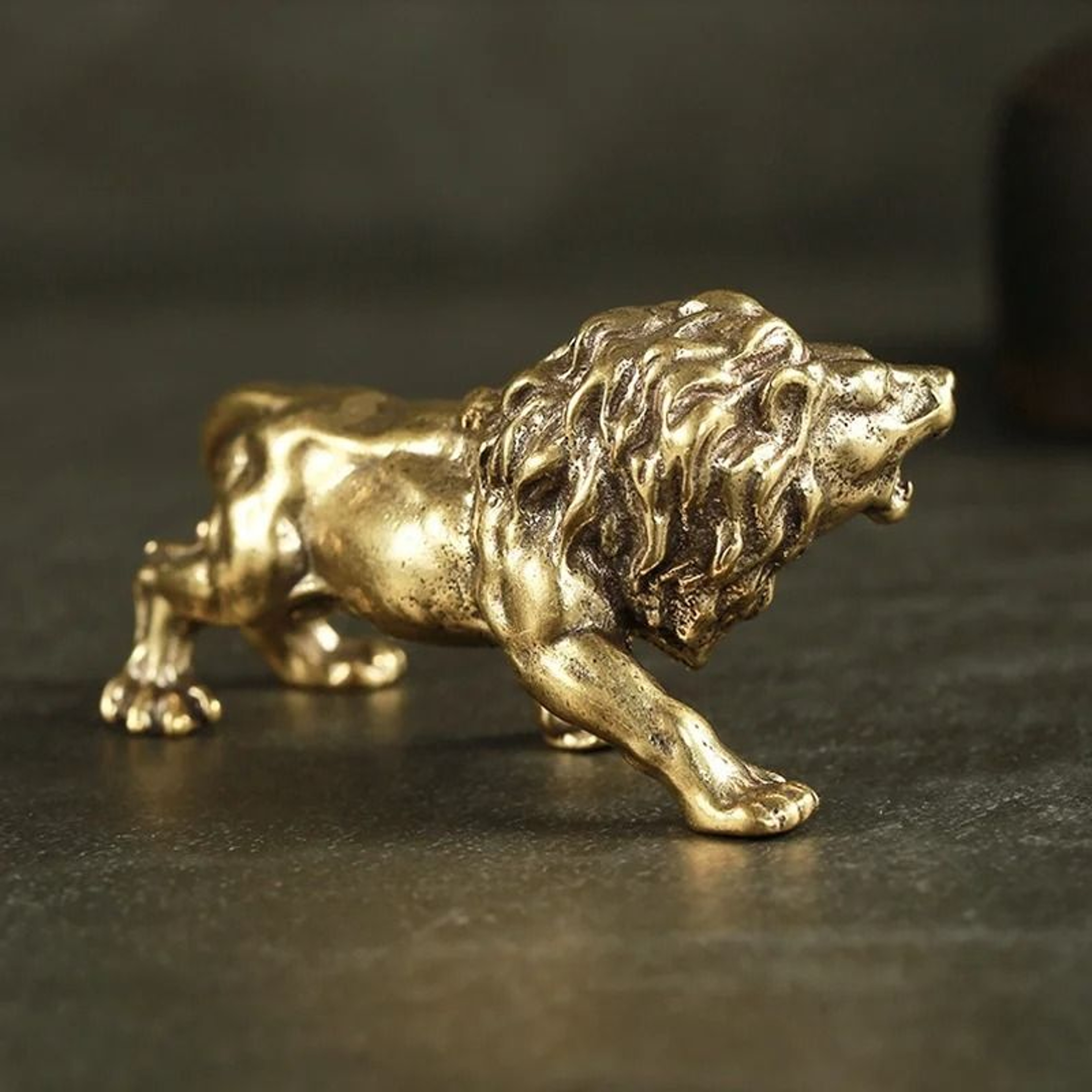 RegalPride Antique Bronze Lion King Statue Mini Brass Sculpture 4