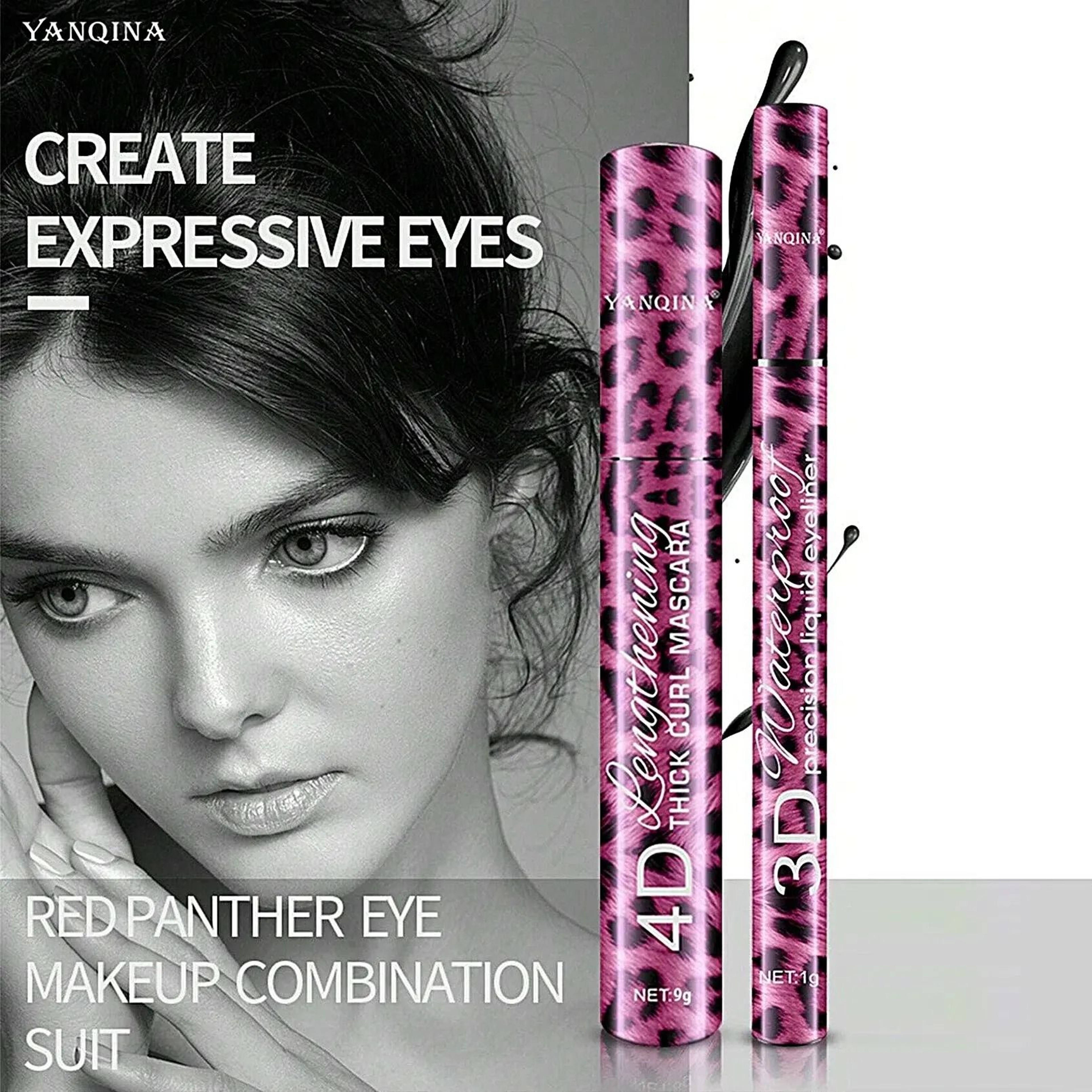 YANQINA GlamEyes Waterproof Eyeliner And Mascara Set 6
