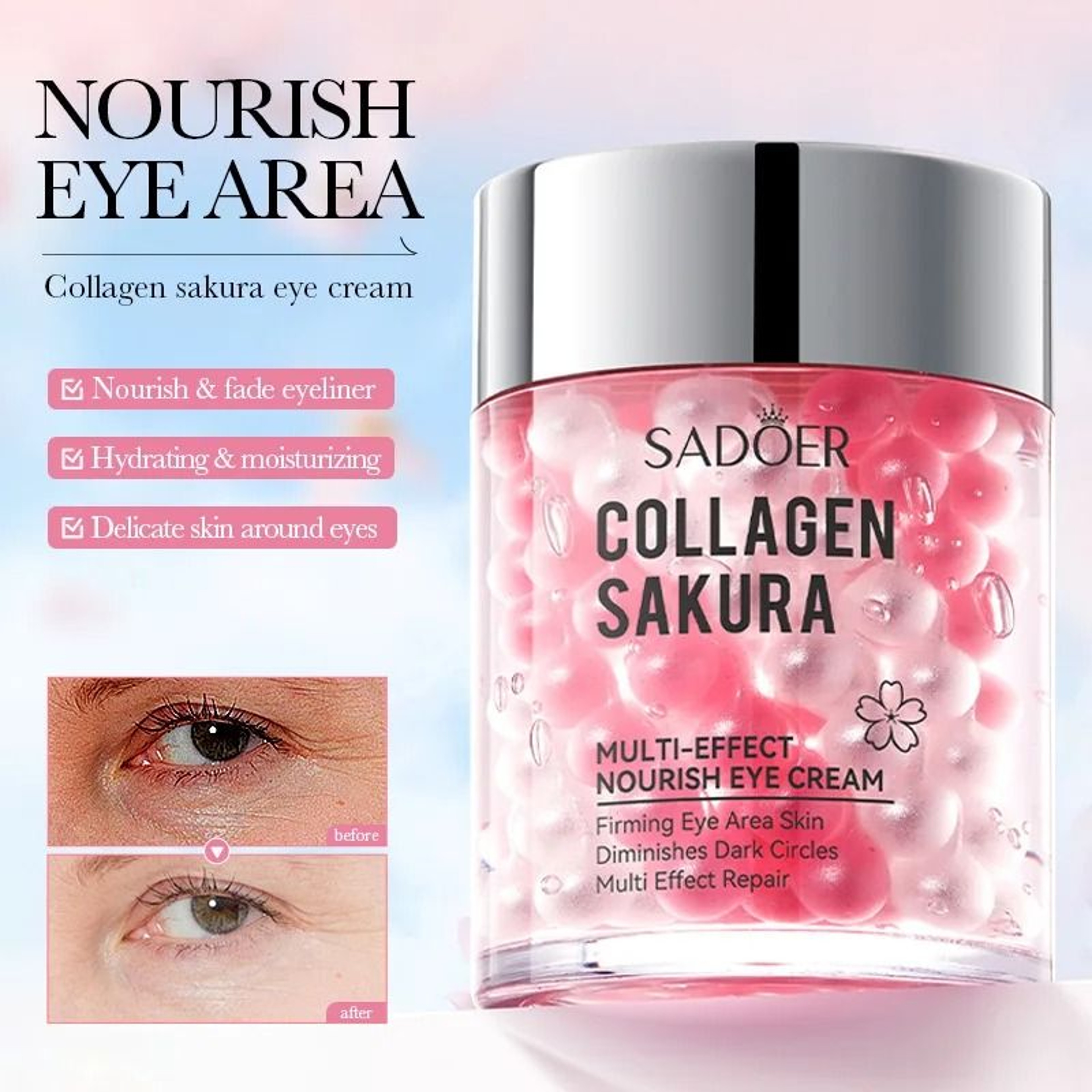 SADOER Sakura Anti Aging Hydrating Eye Cream For Dark Circles 1