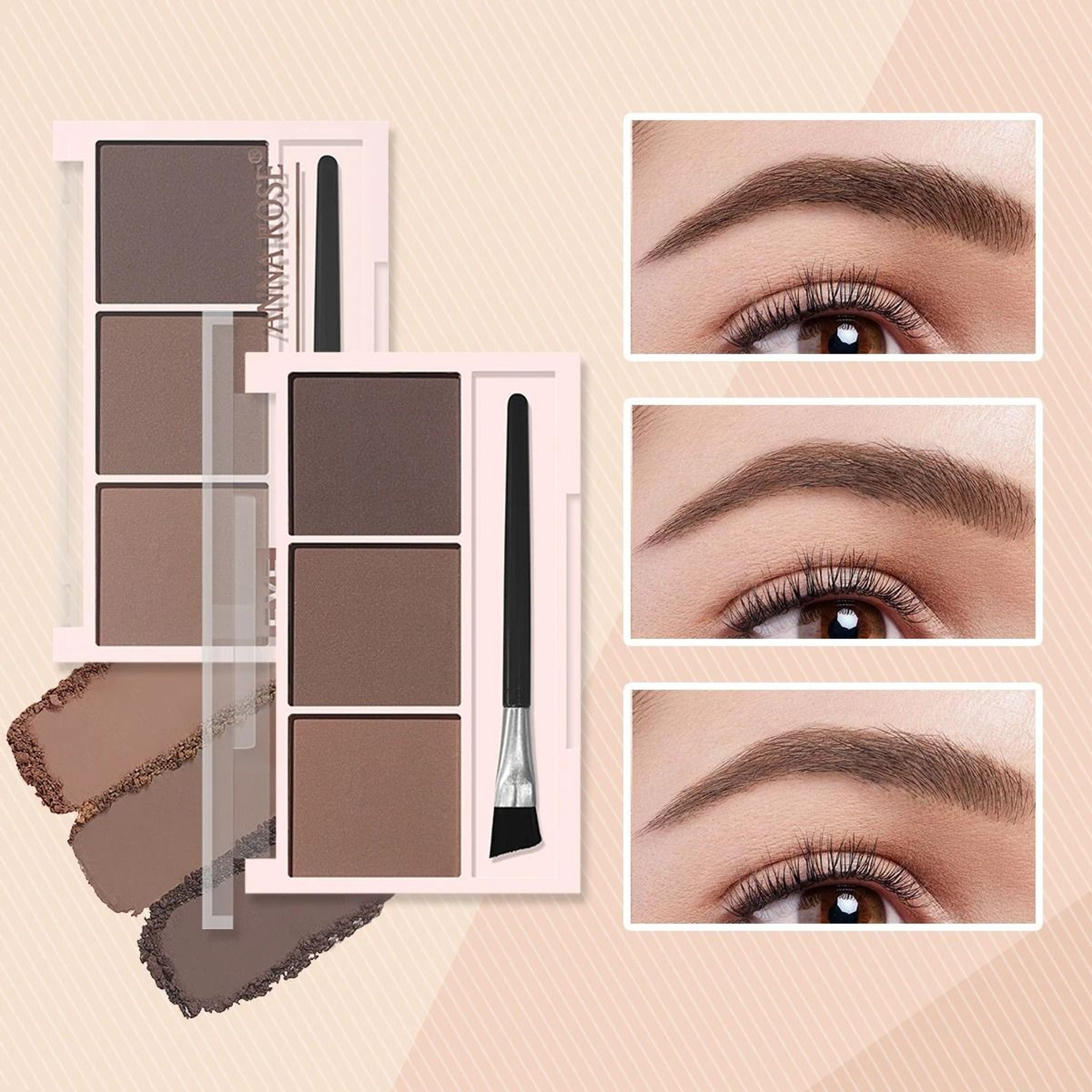 Three Color Eyebrow Powder Palette Waterproof Long Lasting Brow Kit 4