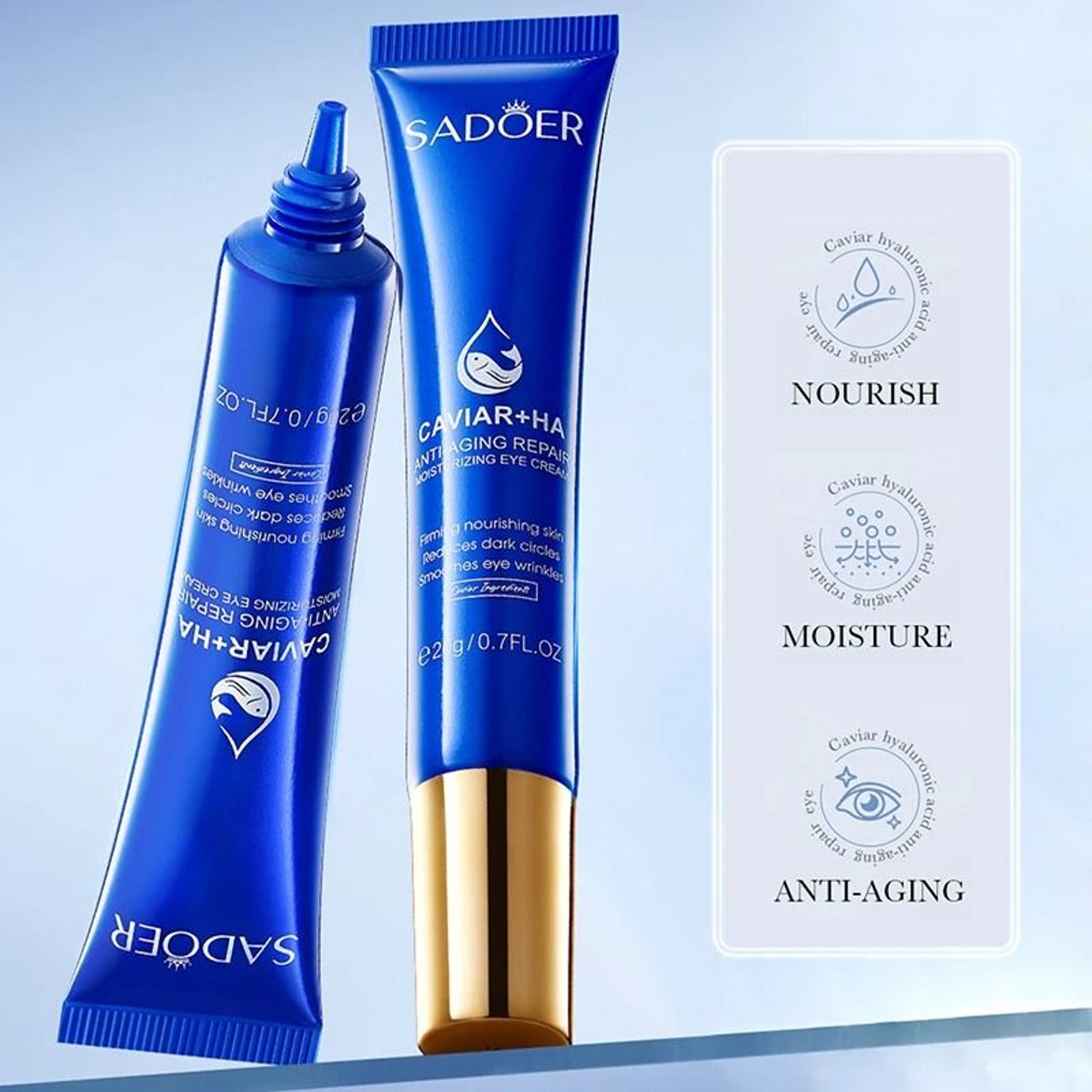 SADOER Caviar Hyaluronic Acid Eye Cream For Dark Circles And Firming 4