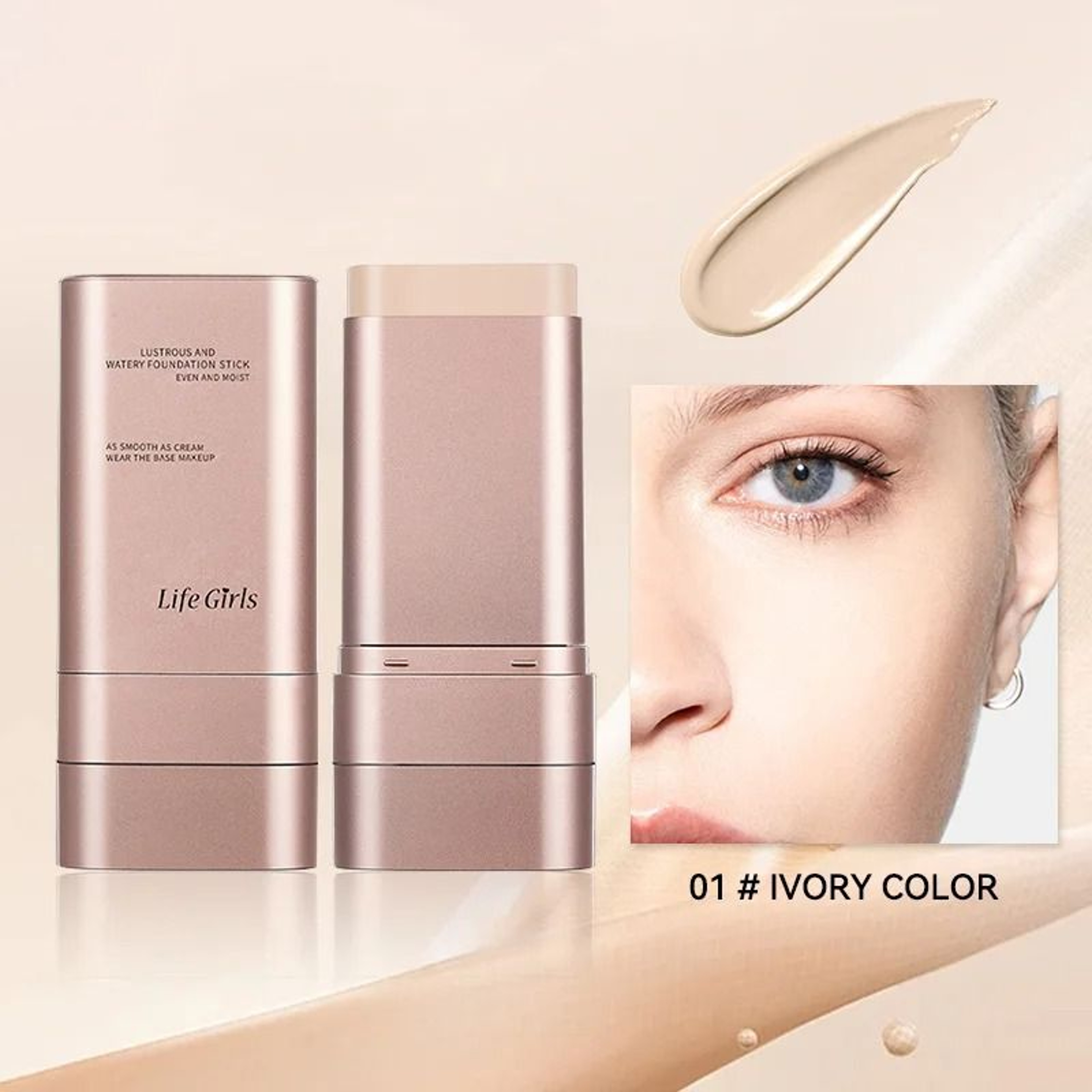Light Moist Hydrating Foundation Stick With Built In Brush 1