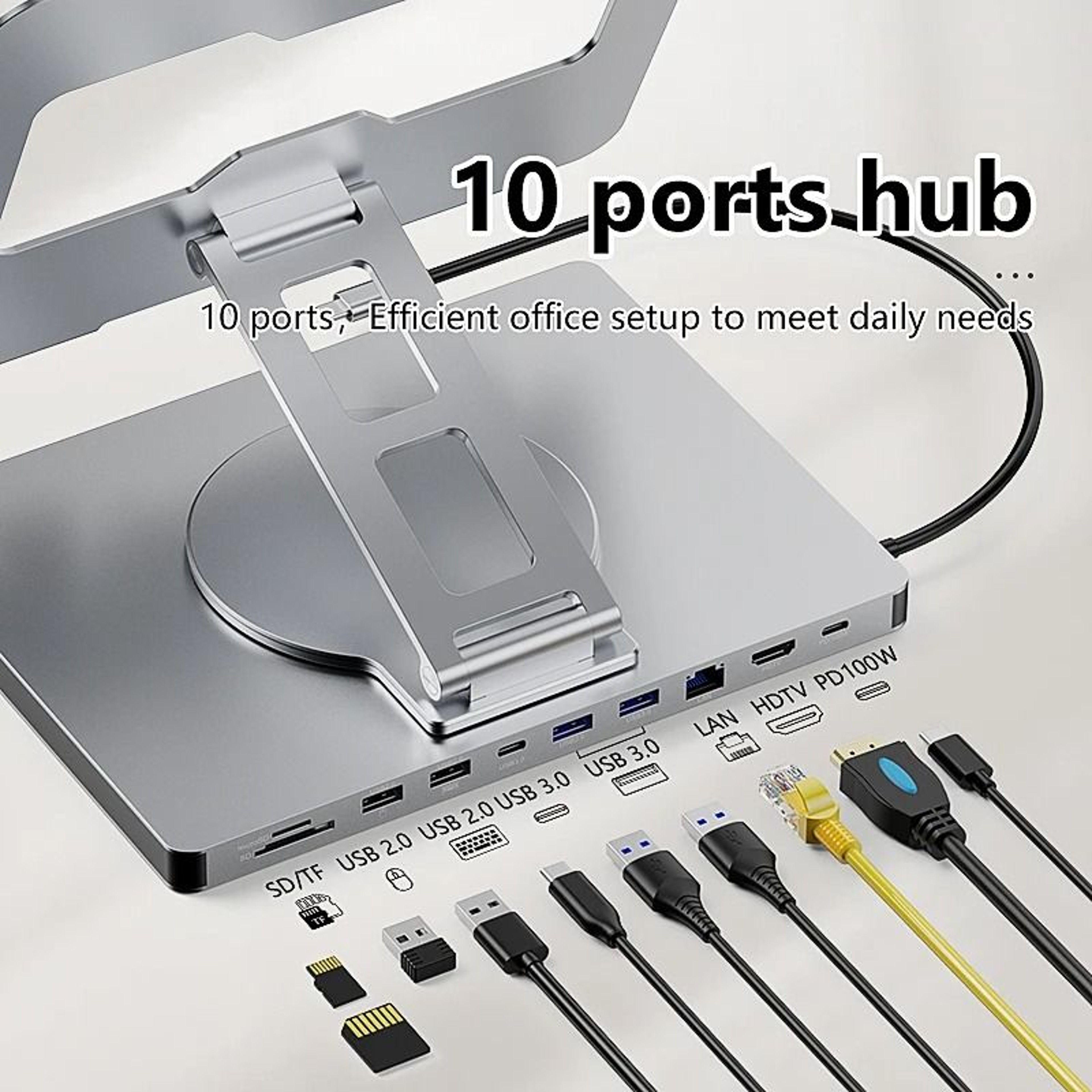 Blueendless 10 In 1 IPad Holder Docking Station With 4K USB C Hub 1