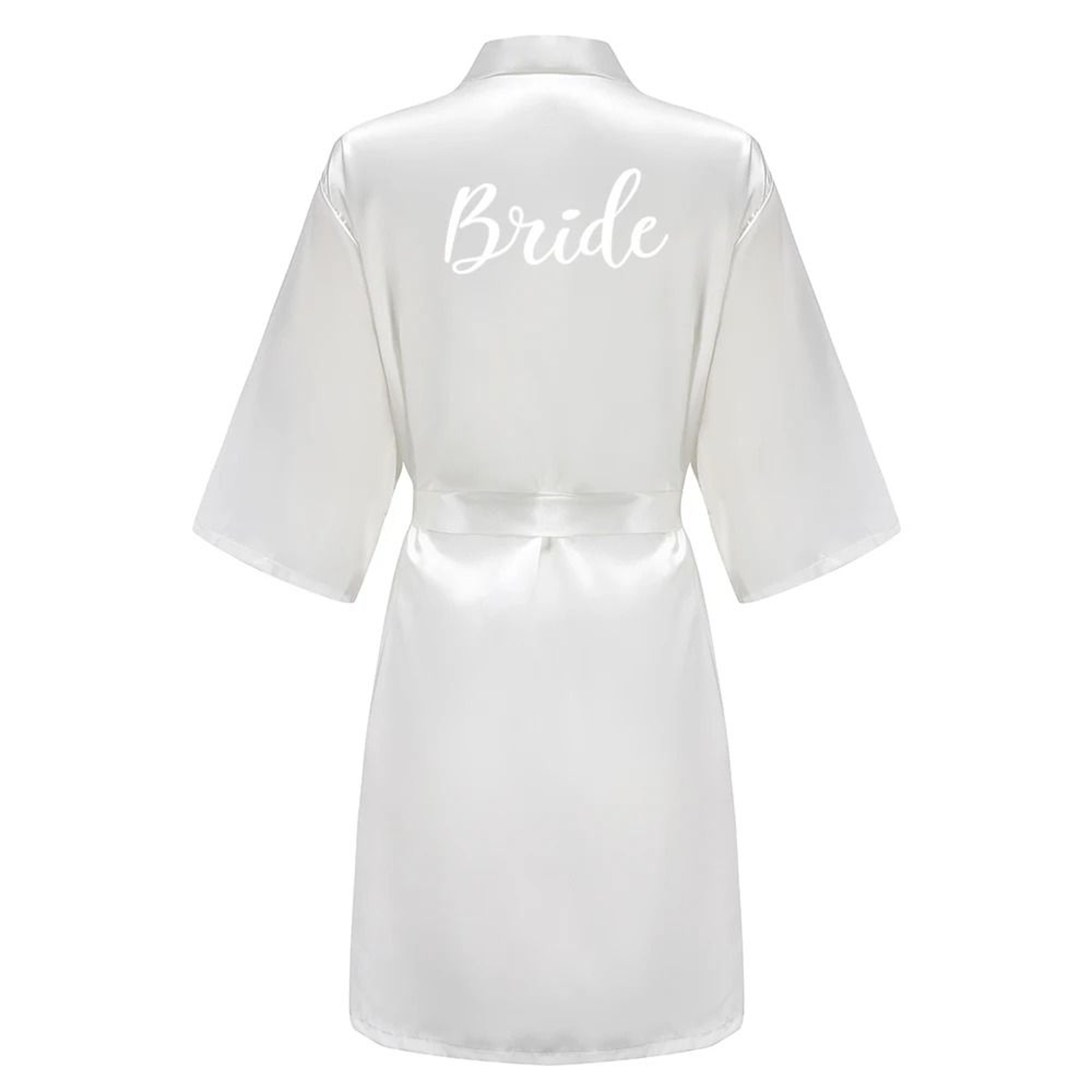Grass Green Satin Bride And Bridesmaid Short Robe For Wedding Party 15