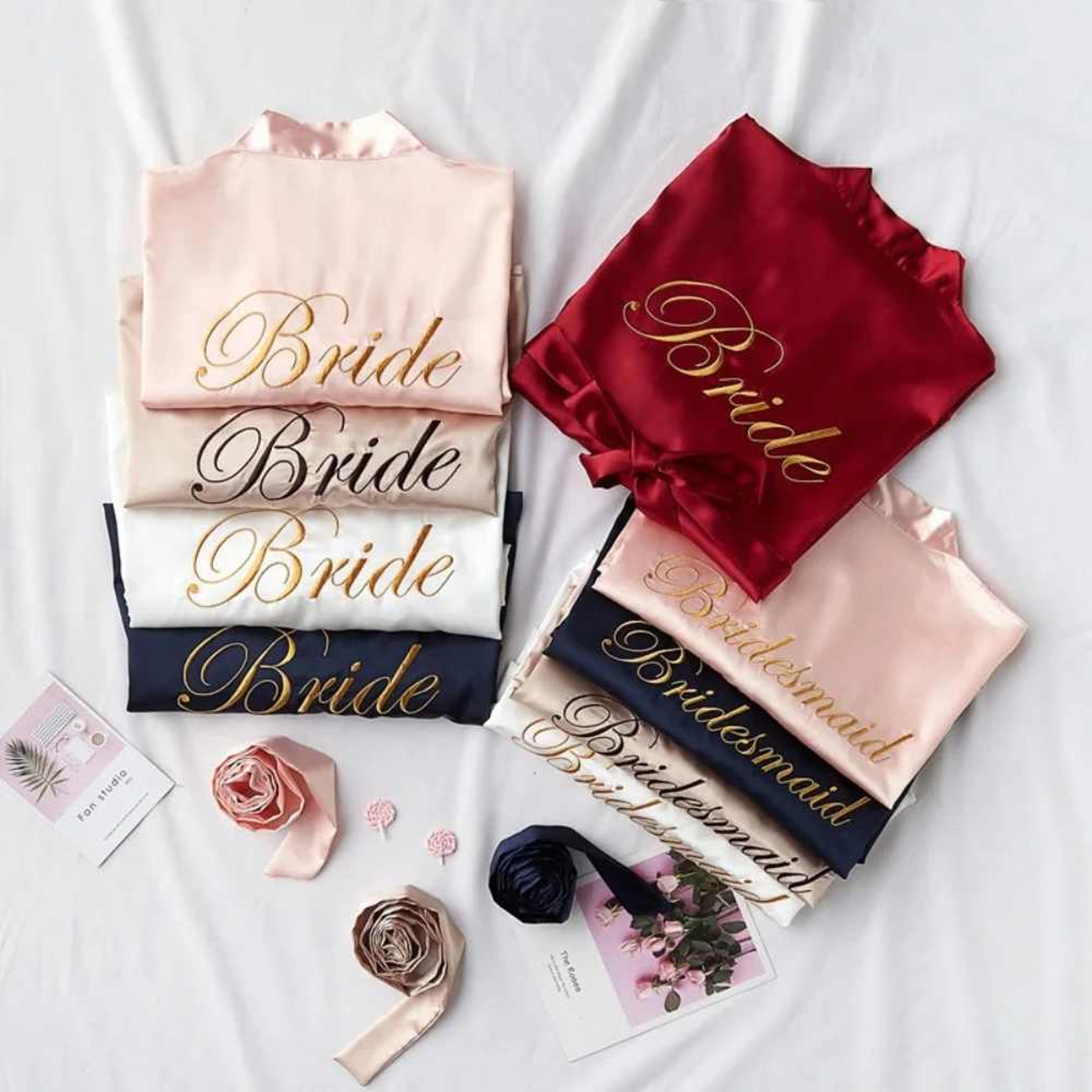 Floral Bride Bridesmaid Short Kimono Robe For Wedding Party 18