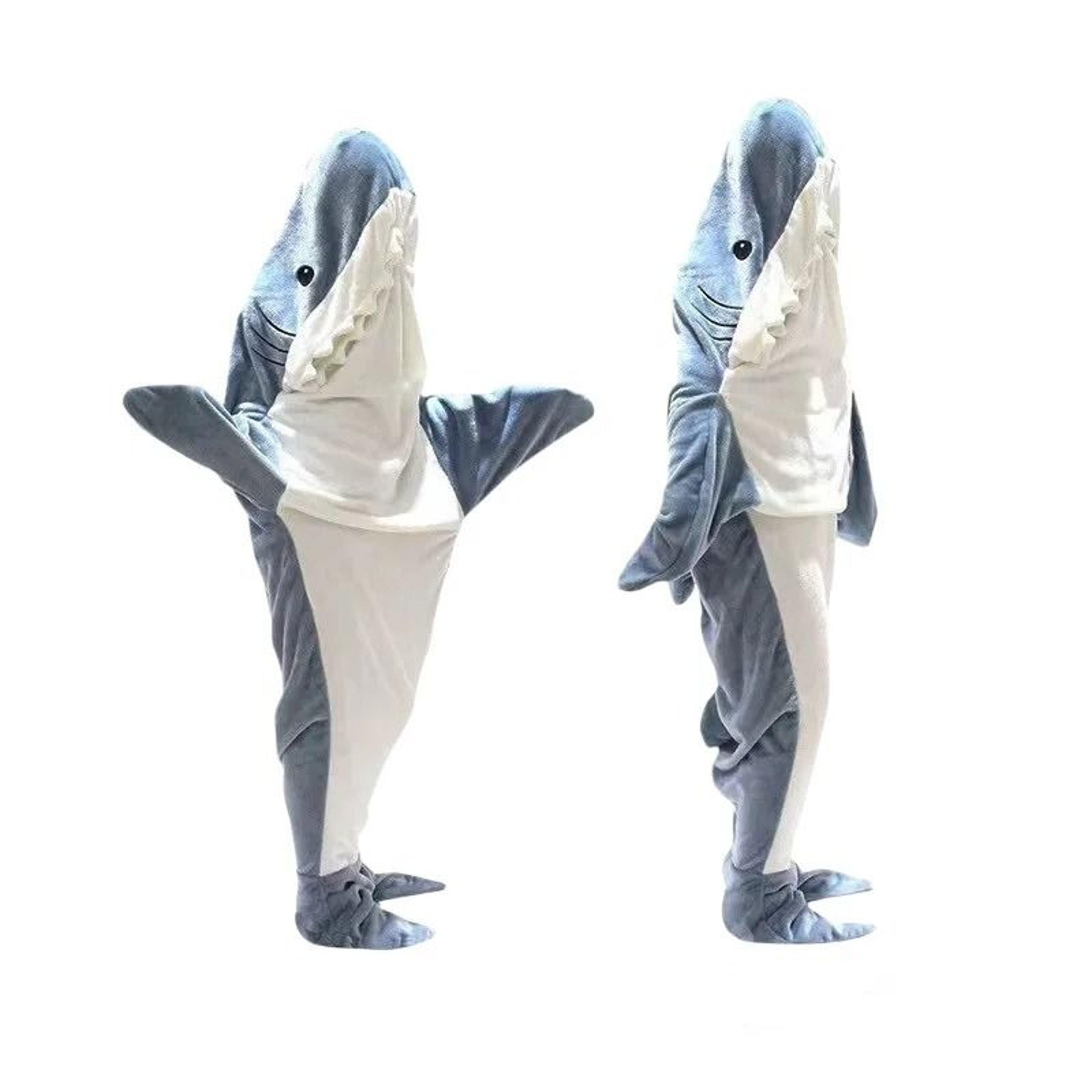 Cozy Shark Sleeping Bag Flannel Pajama Onesie For Kids And Adults 3