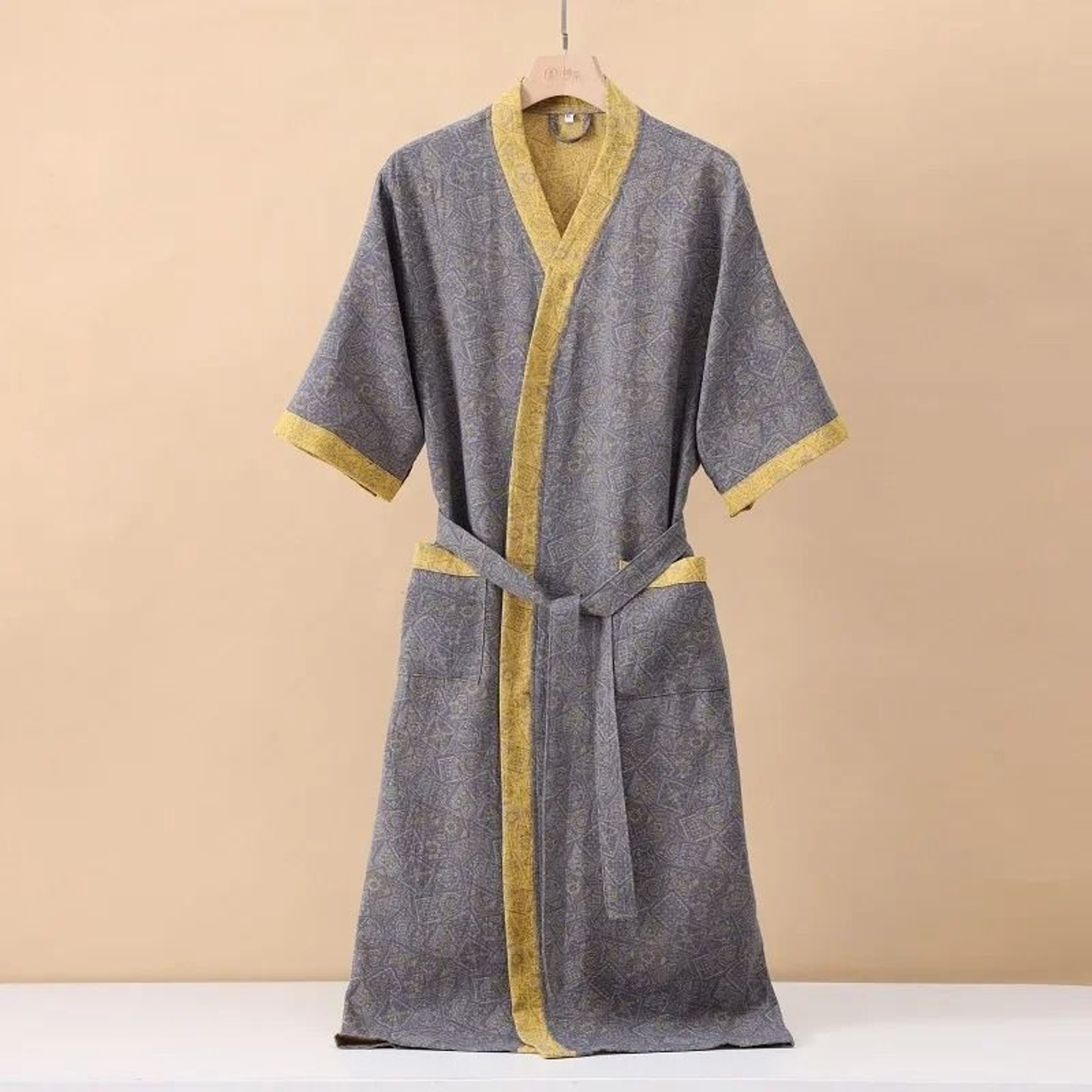 Cotton Printed Kimono Bathrobe Quick Dry Summer Home Wear 9