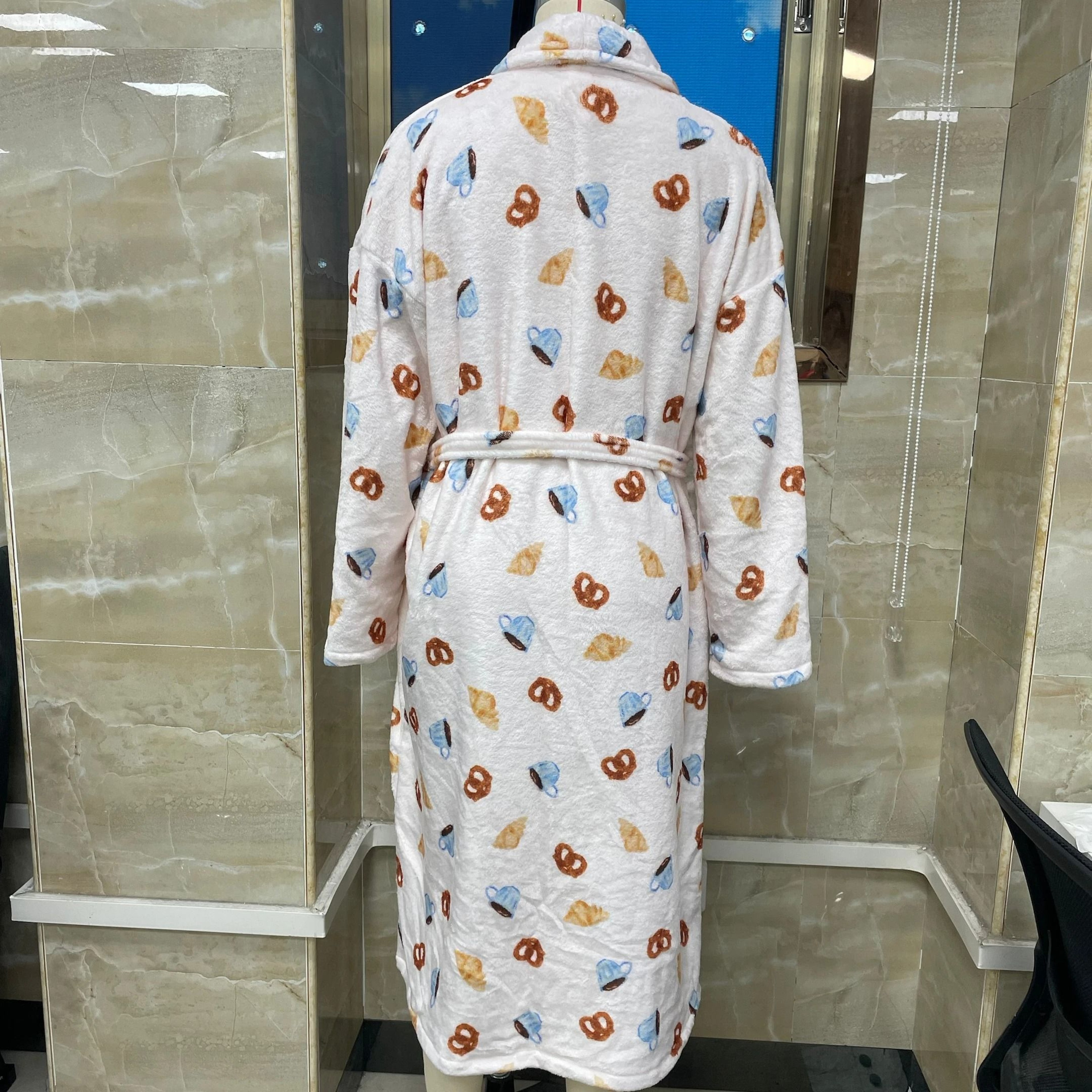 Comfort Womens Towel Robe Lace Up Printed Classic Spa Bathrobe 3
