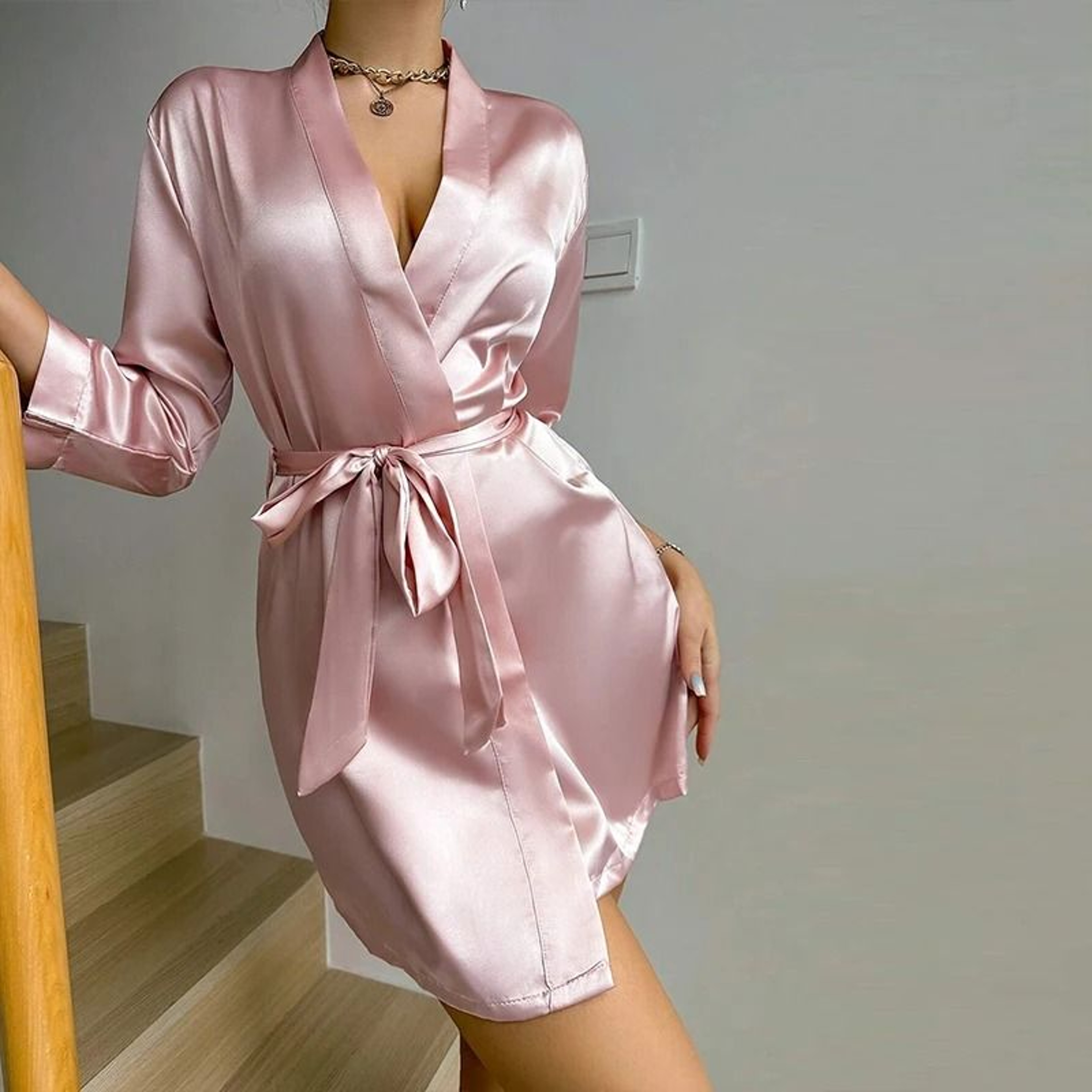 Luxurious Satin Kimono Bridesmaid Robe Soft Belted Spa Sleepwear For Women 6