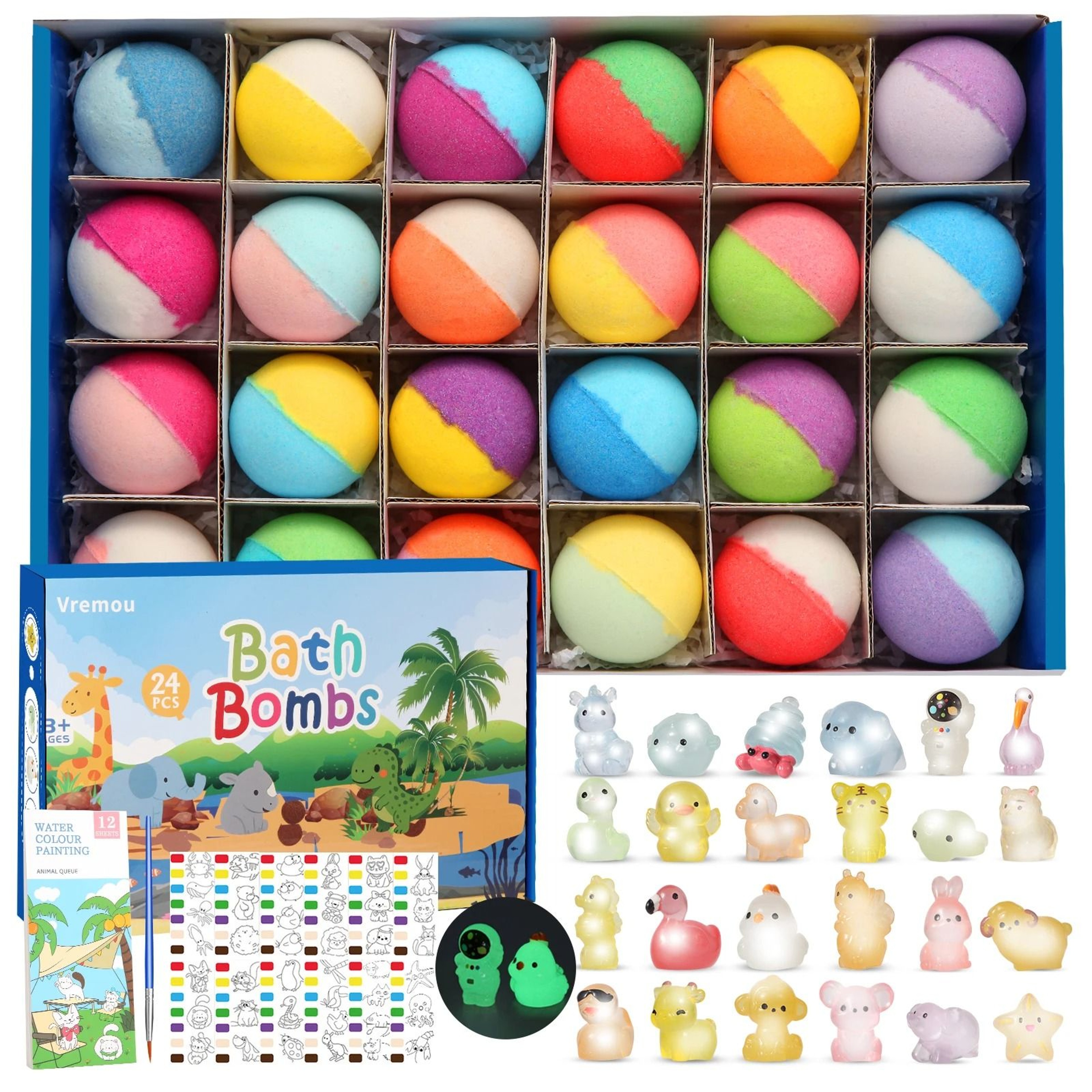 Glow Surprise Kids Bath Bomb Set  24 Pc Natural Organic Bath Fizzies With Toys Inside 6