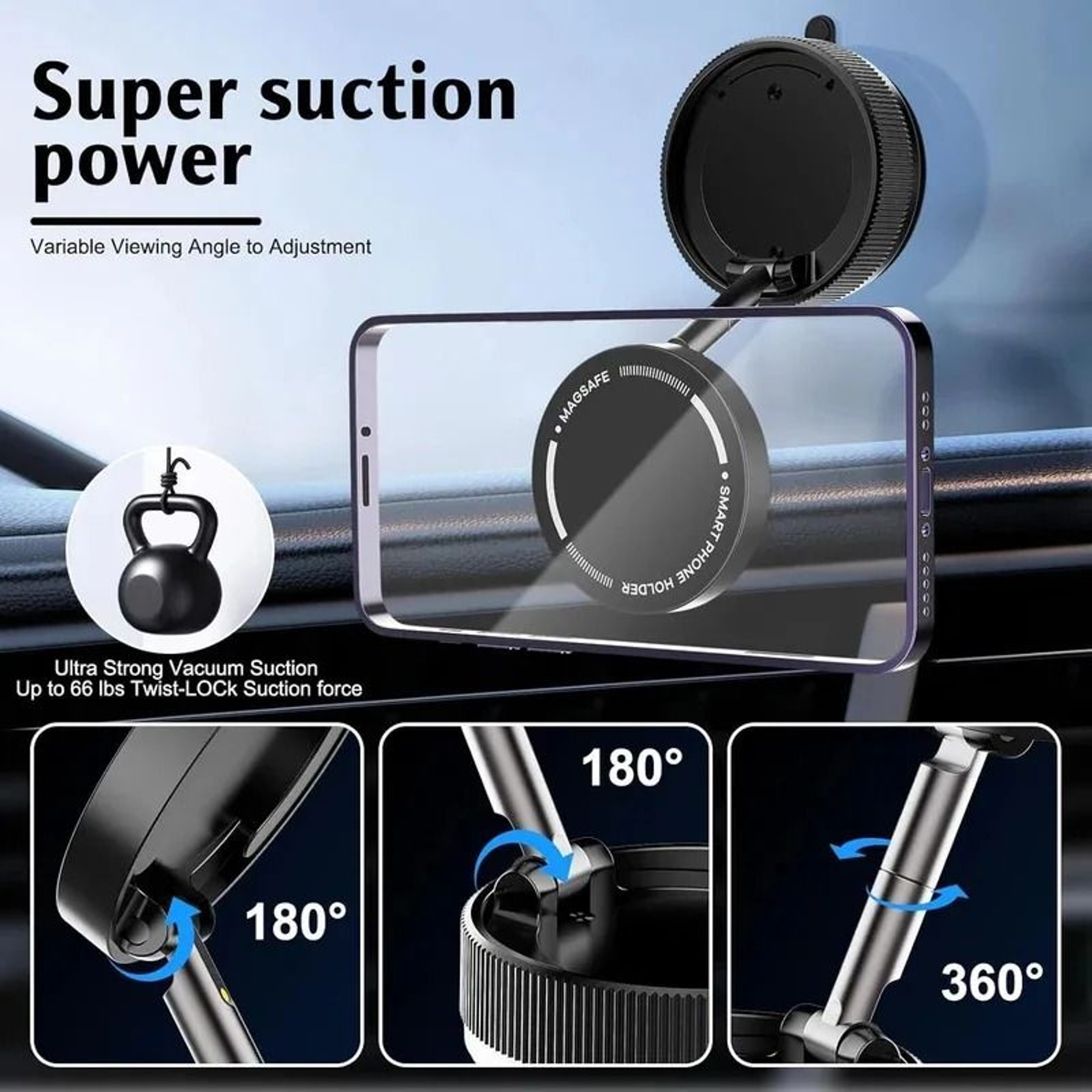 UltraGrip 360 Vacuum Magnetic Car Phone Holder For MagSafe 14