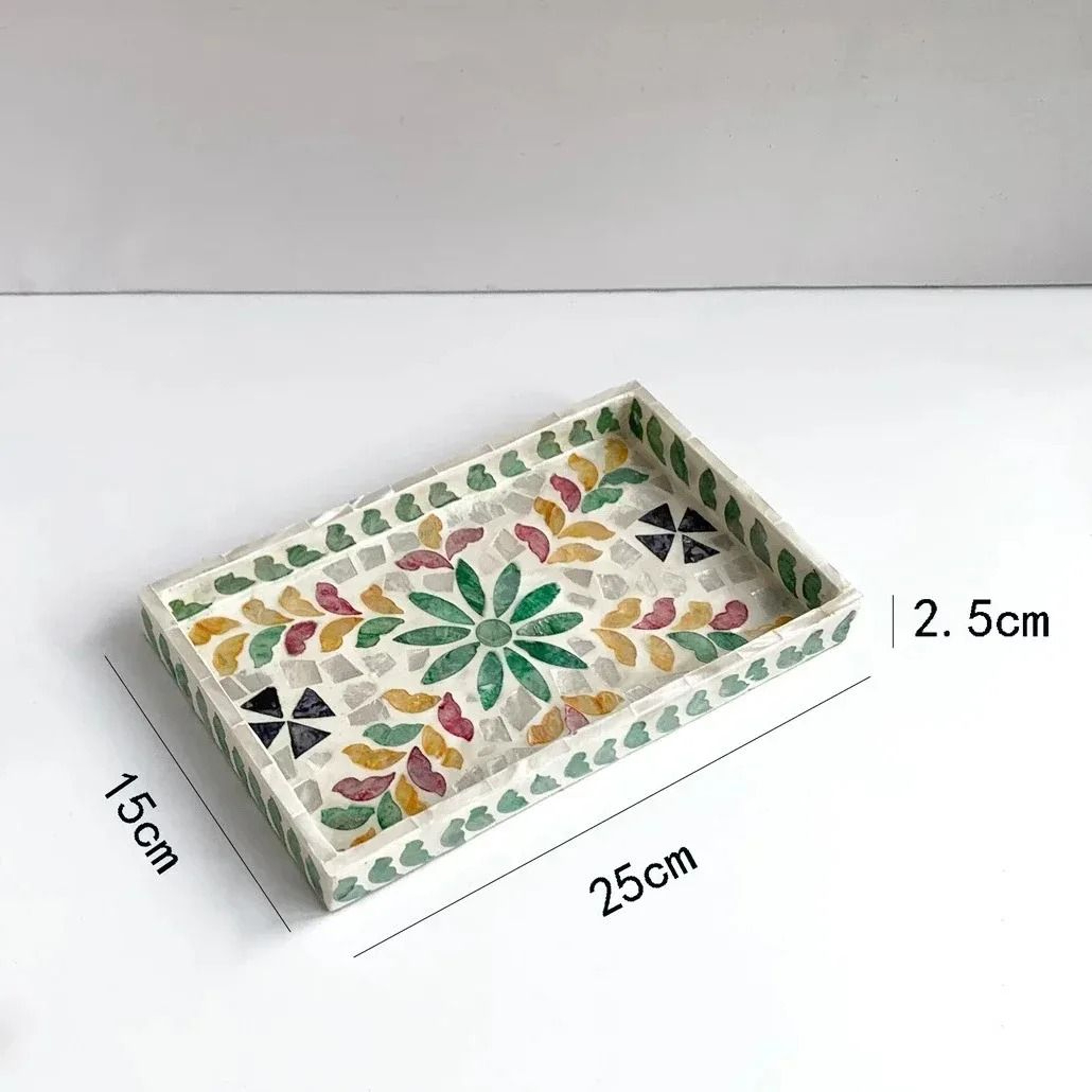 OceanGlow Rectangular Shell Tray Colorful Decorative Storage Board 3