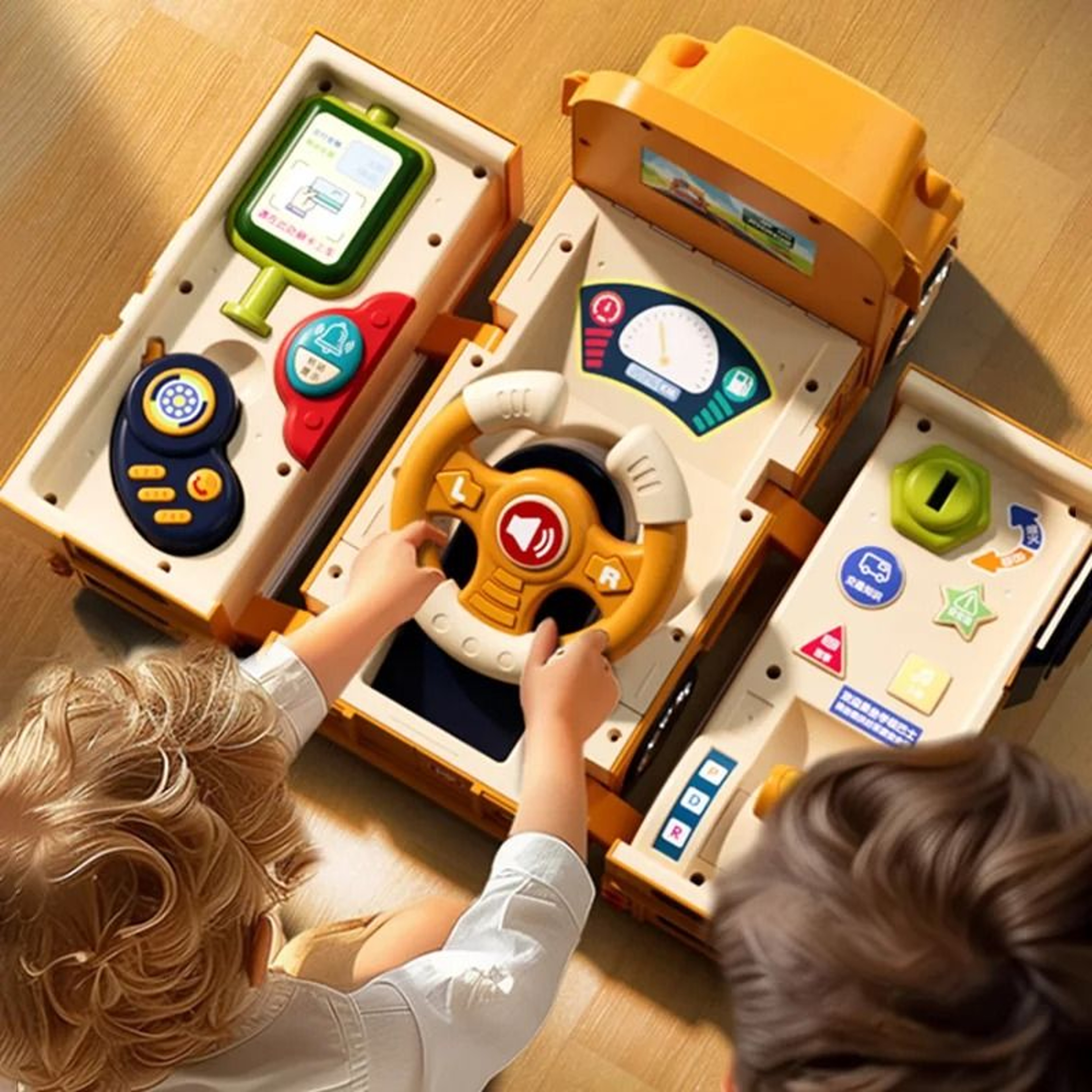 Toddler School Bus Toy With Steering Wheel Sound And Light 7