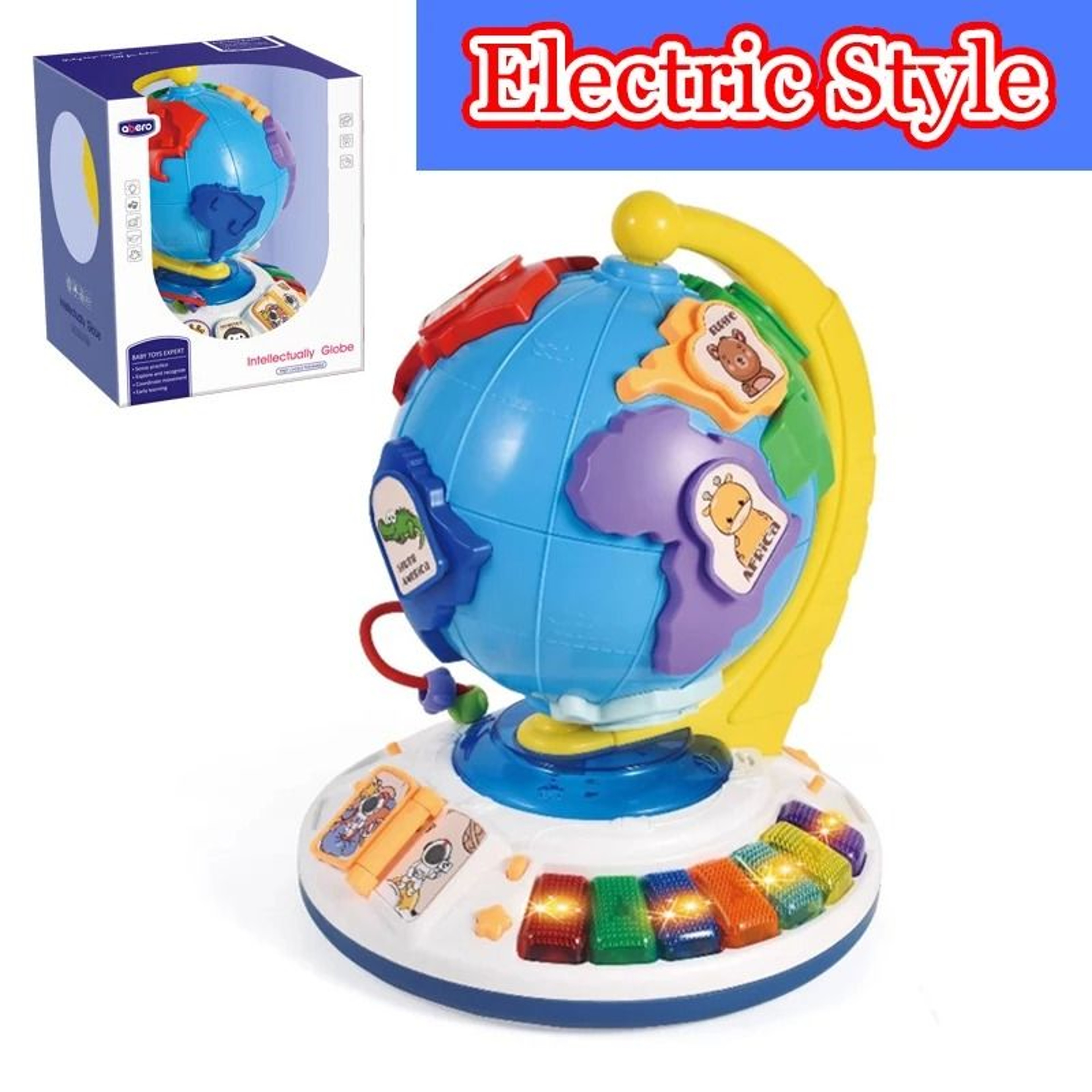 Montessori Globe Piano Educational Music Toy With Animal Matching Game 1