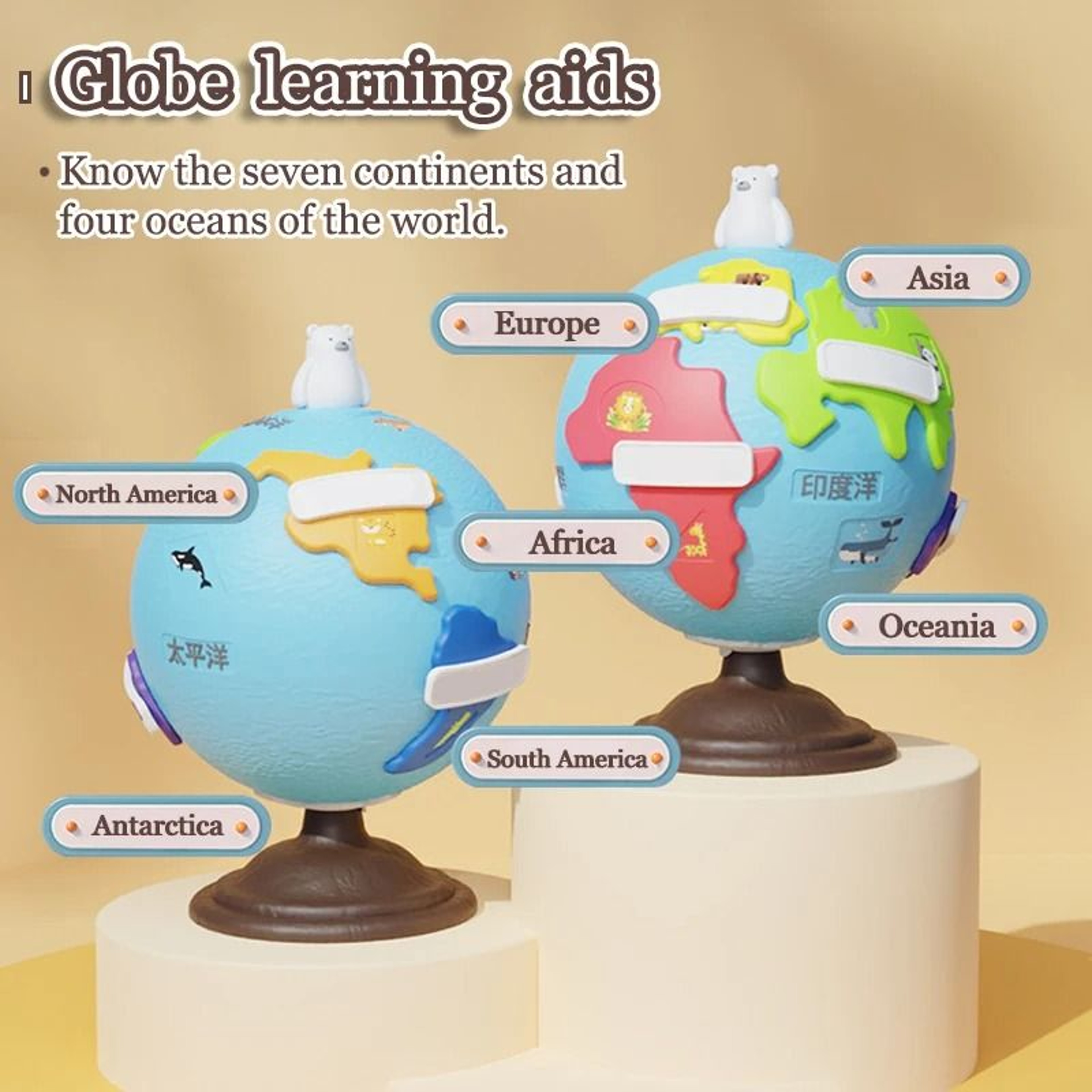 Montessori Globe Piano Educational Music Toy With Animal Matching Game 3