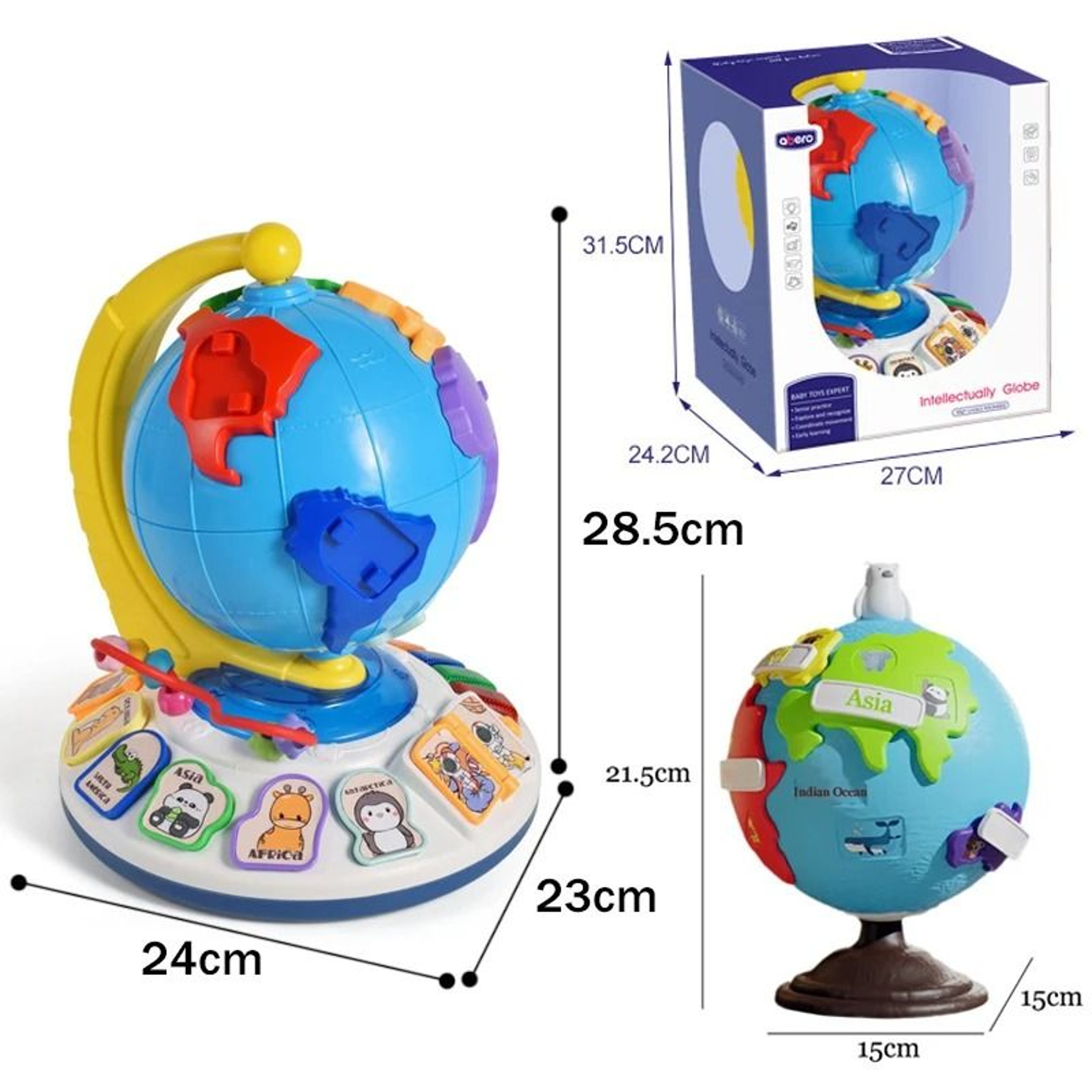 Montessori Globe Piano Educational Music Toy With Animal Matching Game 4