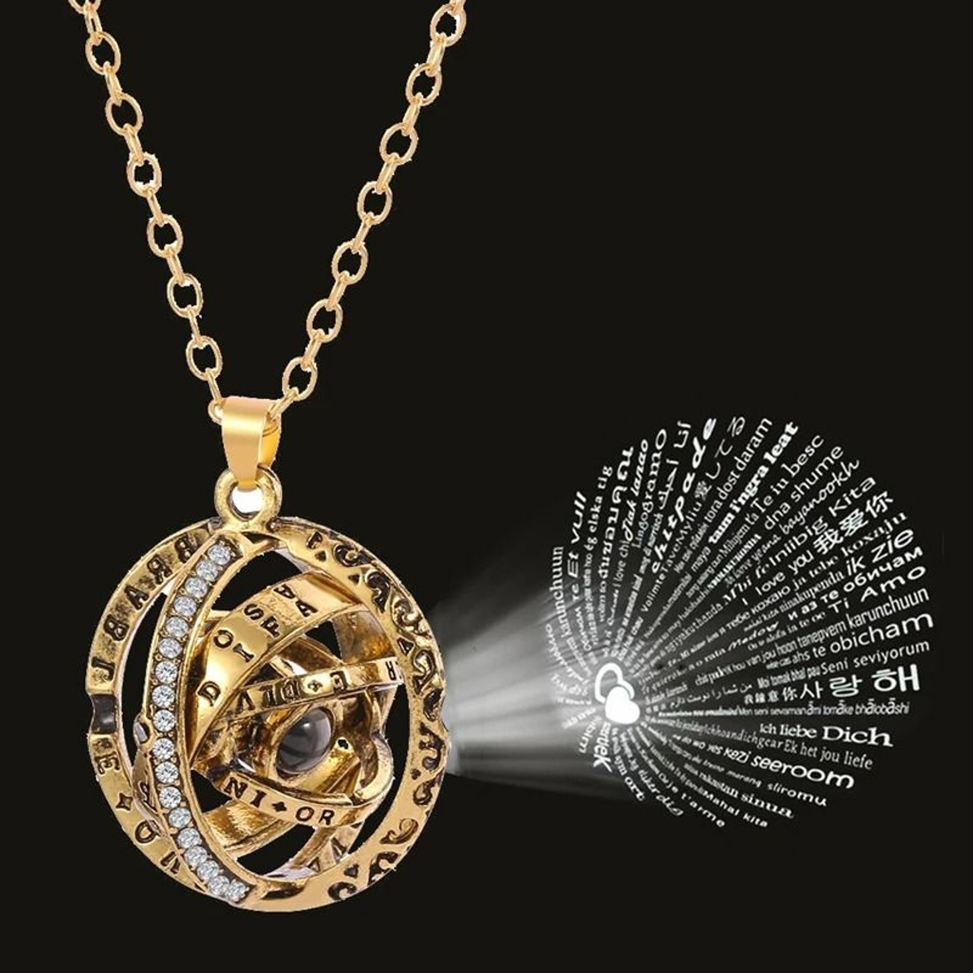 100 Languages I Love You Projection Pendant Necklace For Couples 8
