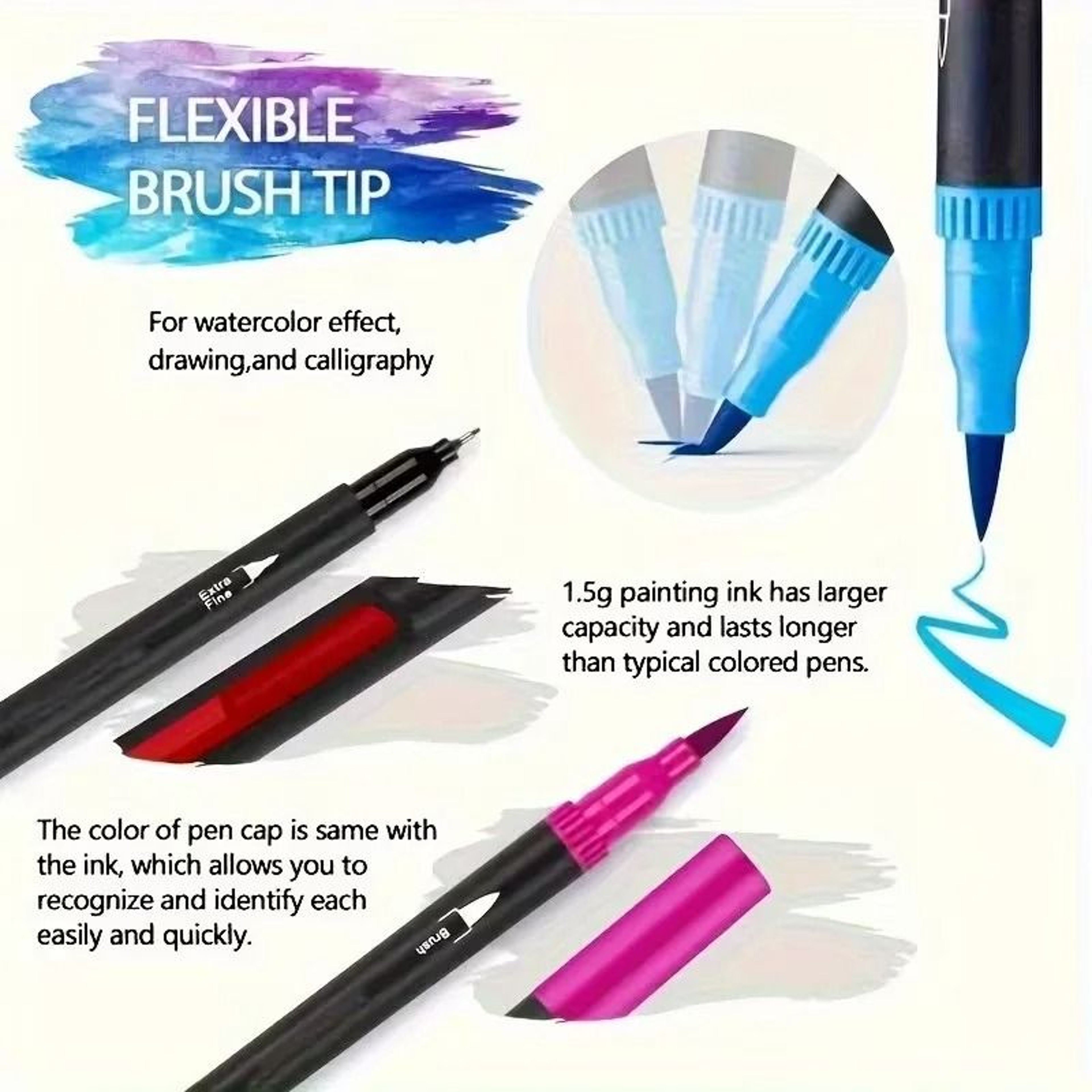 Vibrant Double Ended Watercolor Markers Art Set For Drawing And Crafts 1