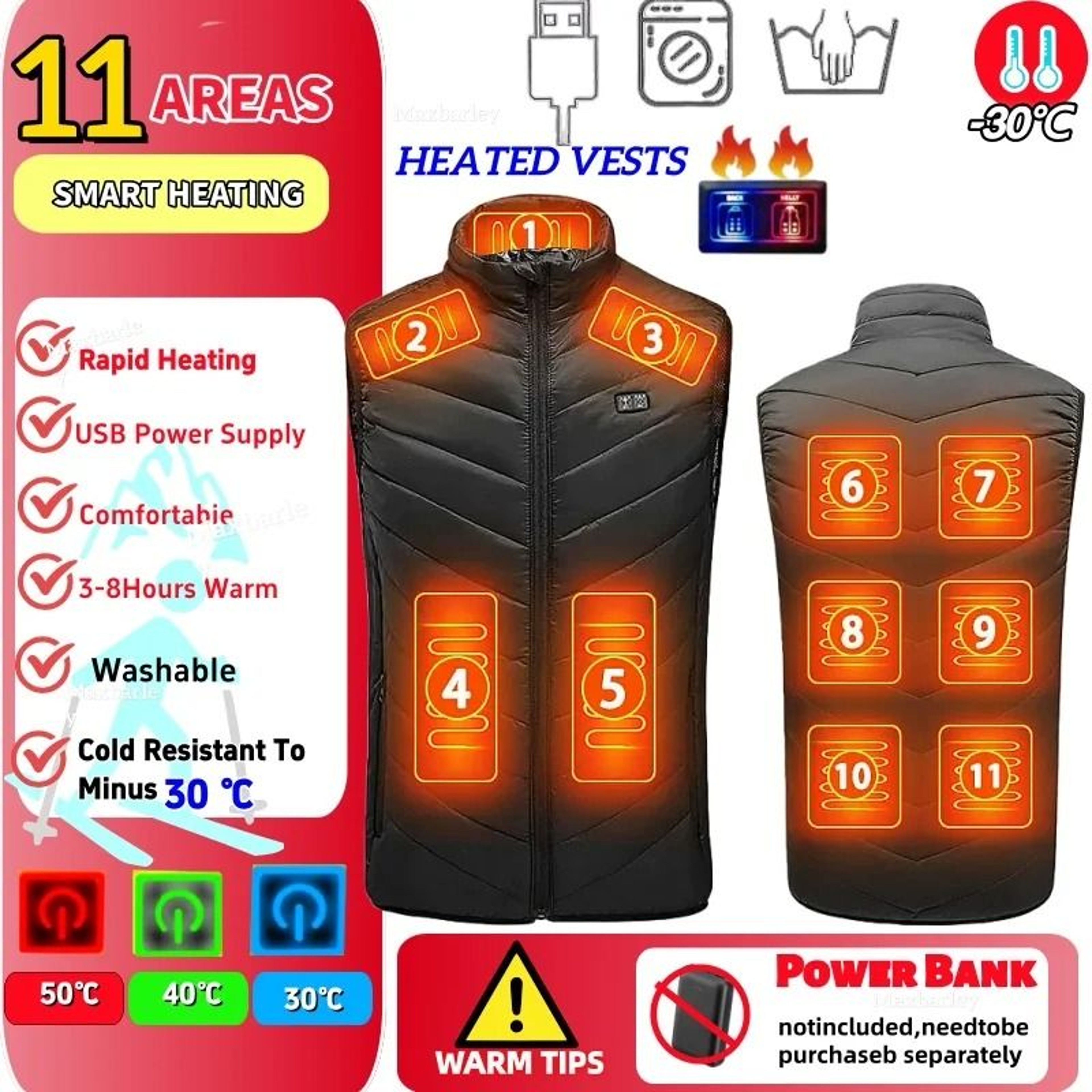23 Zone USB Heated Jacket Winter Self Heating Coat For Men And Women 2