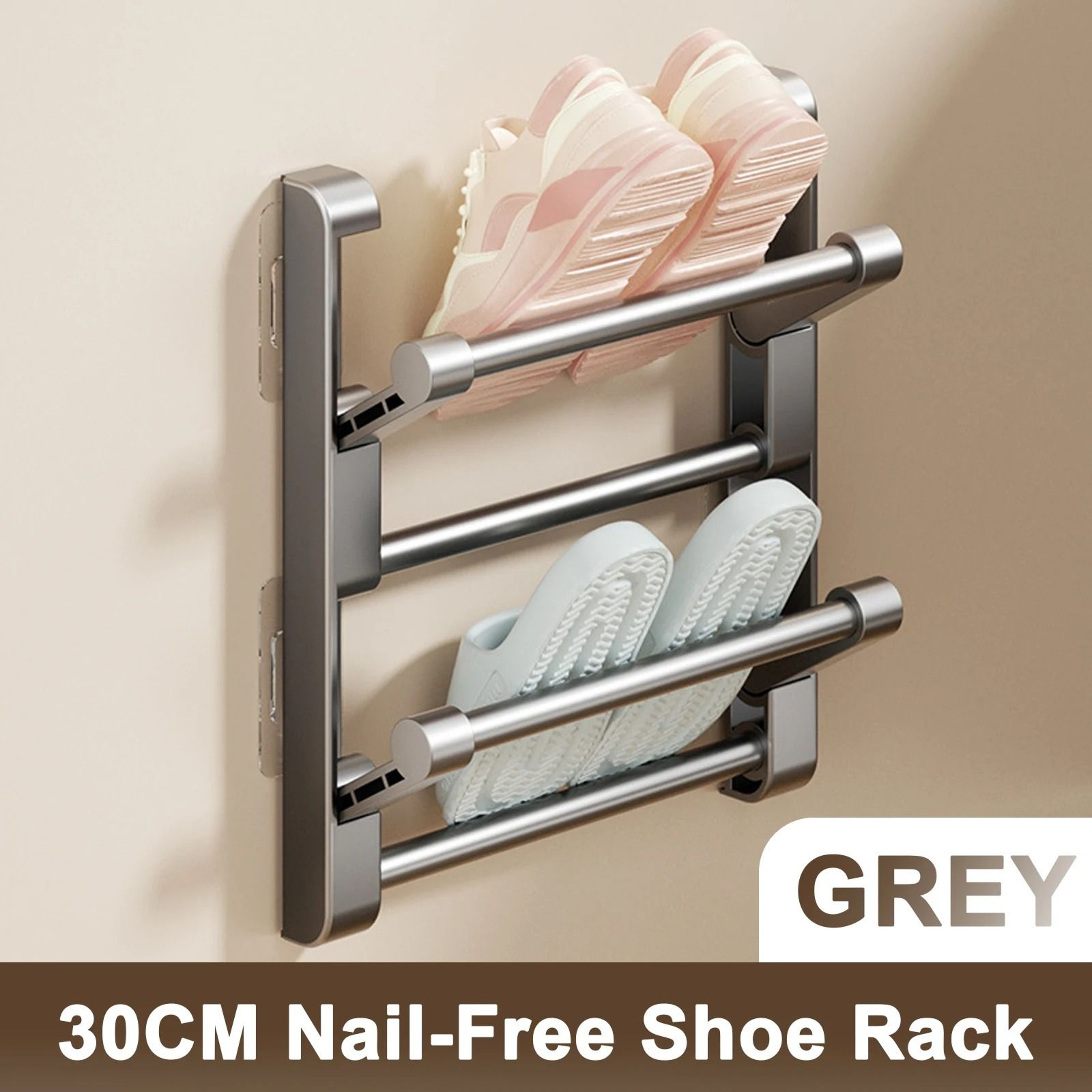 Wall Mounted Slipper Storage Rack Bathroom Shoe Hook Holder 1