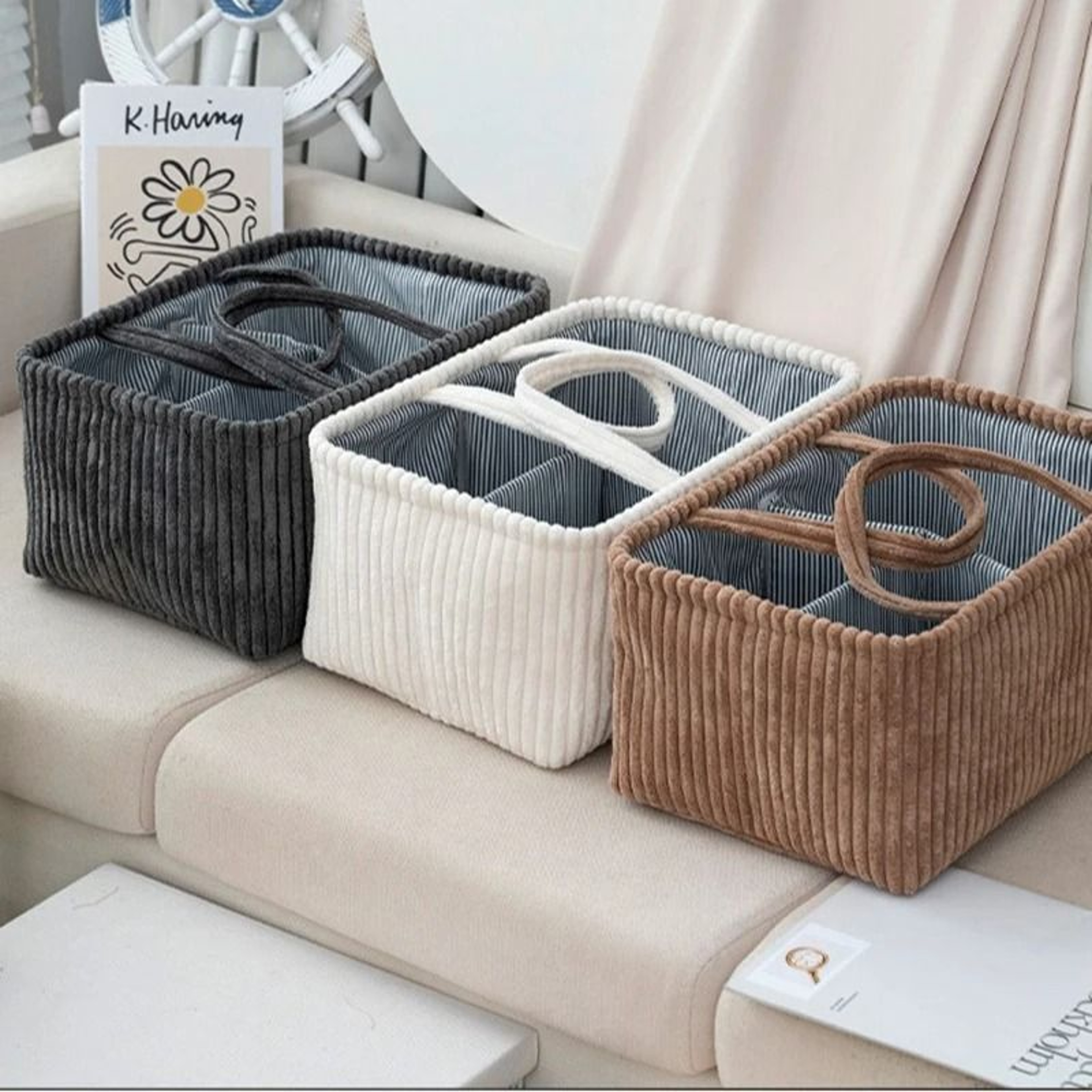Large Bohemian Multi Compartment Storage Basket For Clothes And Toys 7