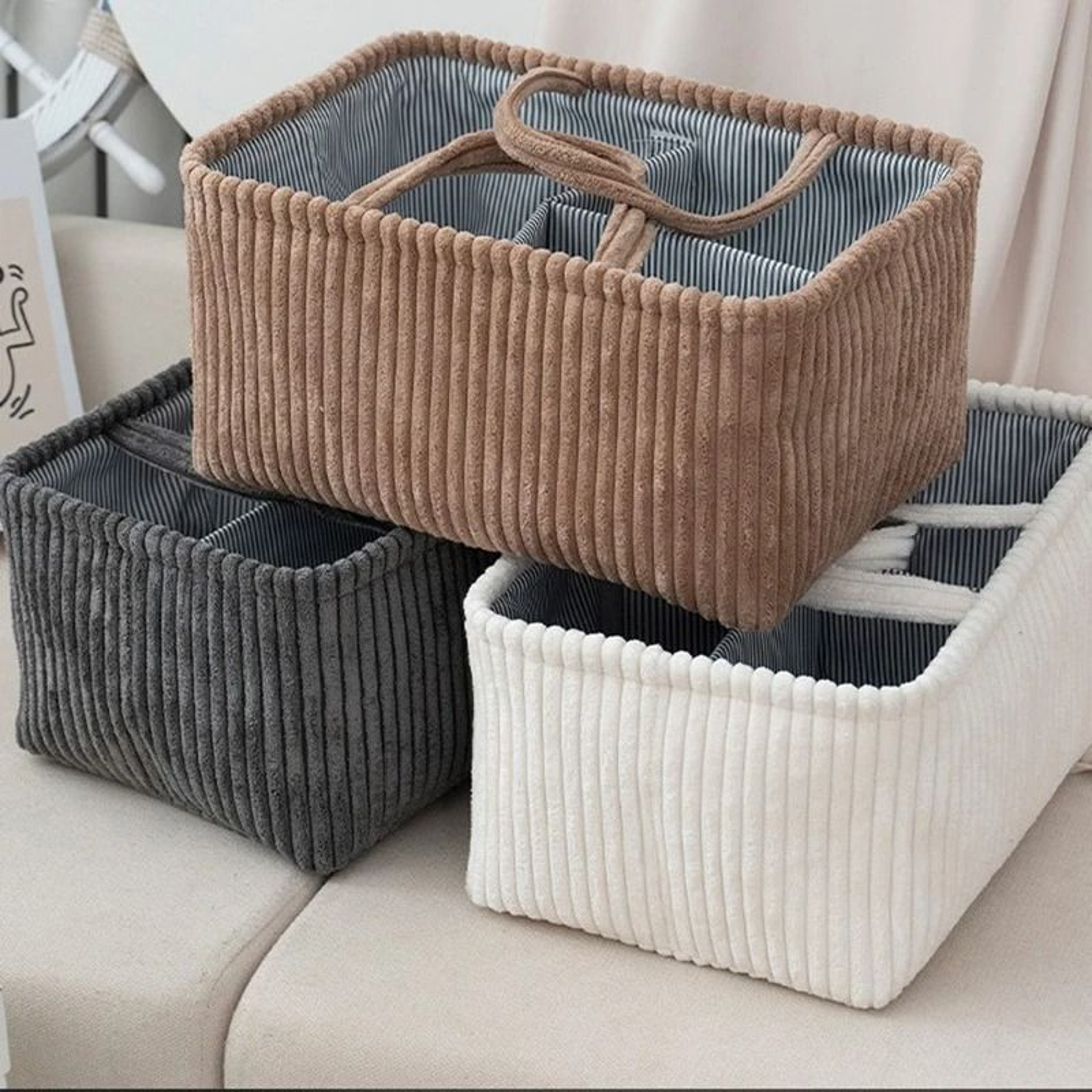 Large Bohemian Multi Compartment Storage Basket For Clothes And Toys 0