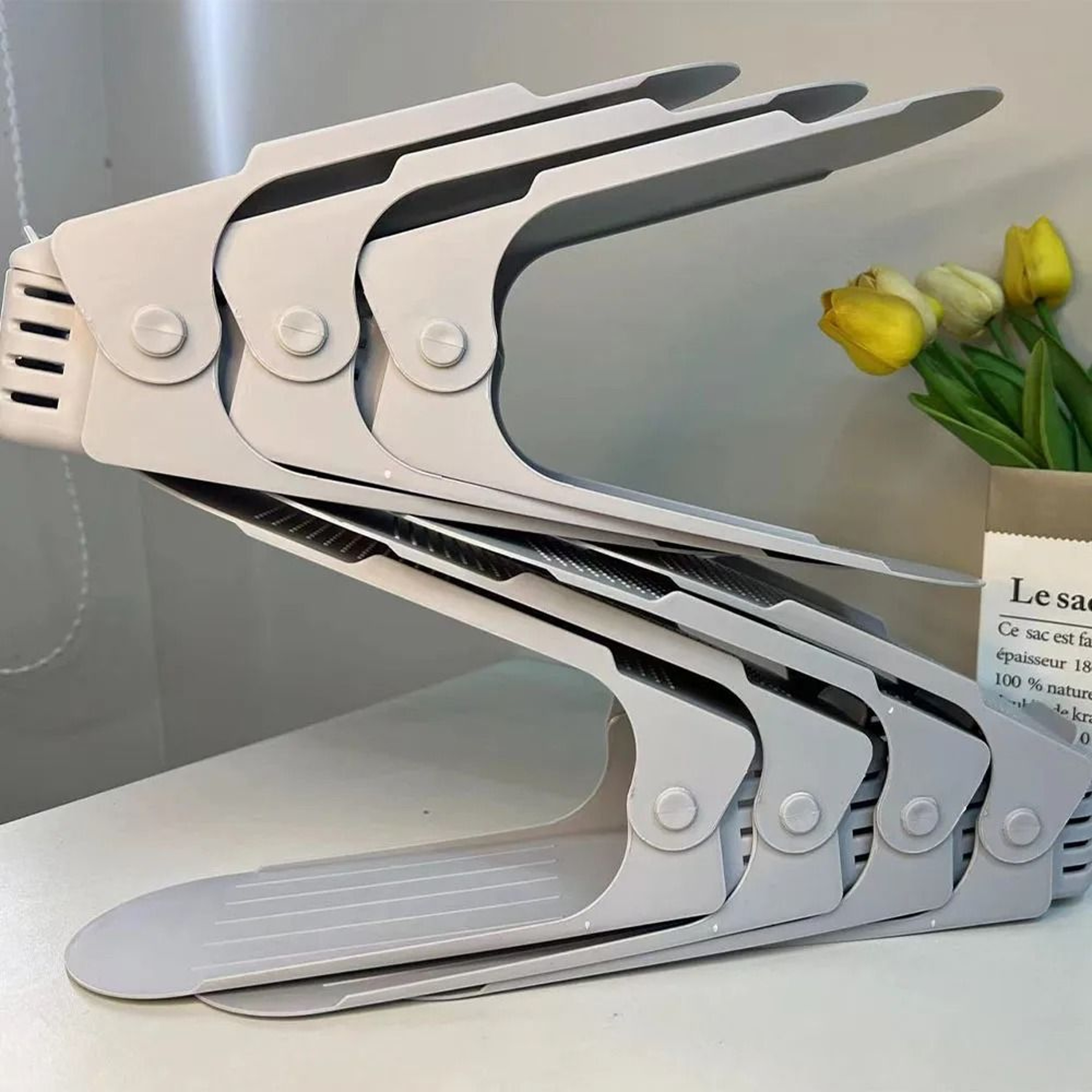 Adjustable Double Layer Shoe Rack Space Saving Plastic Shoe Organizer 2