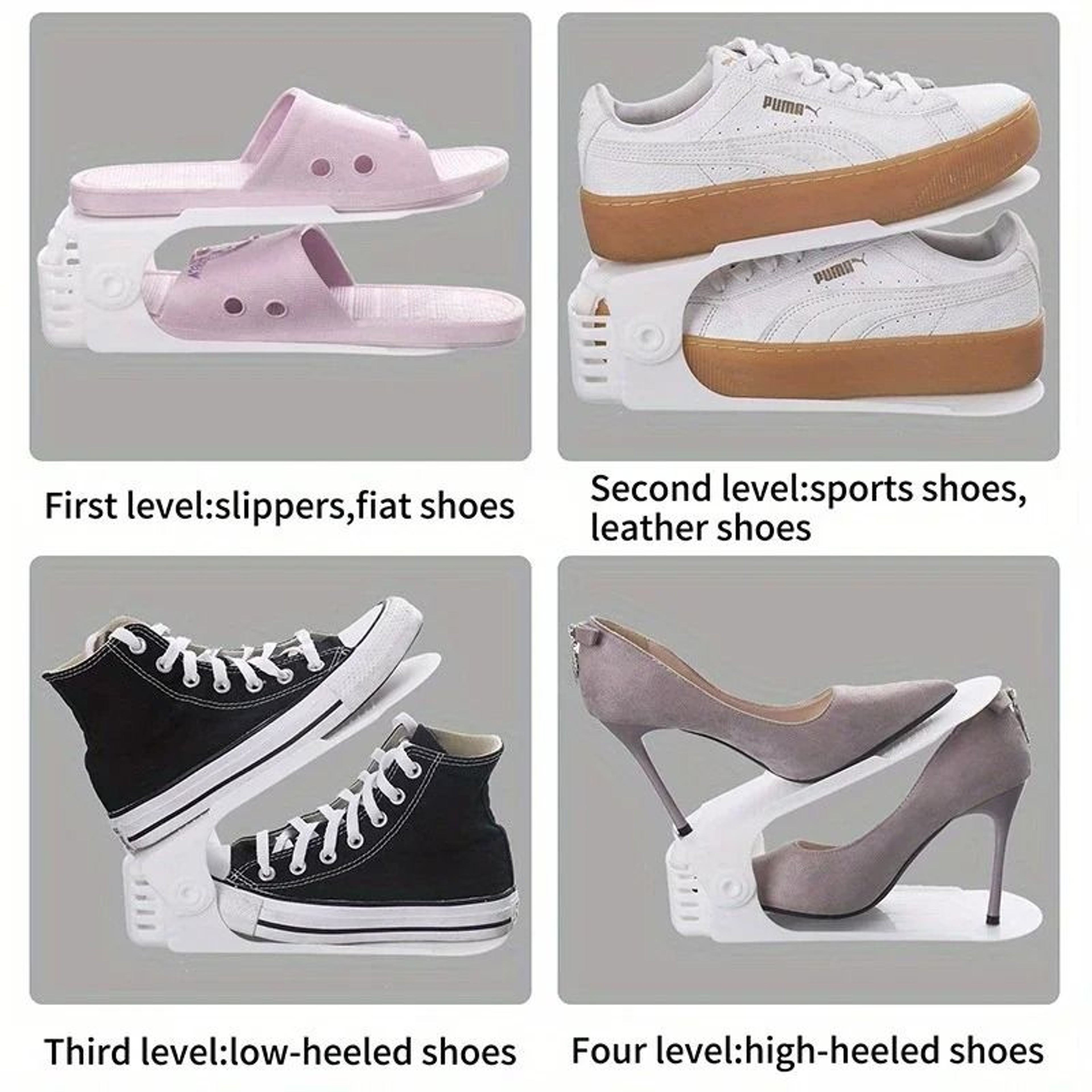 Adjustable Double Layer Shoe Rack Space Saving Plastic Shoe Organizer 8