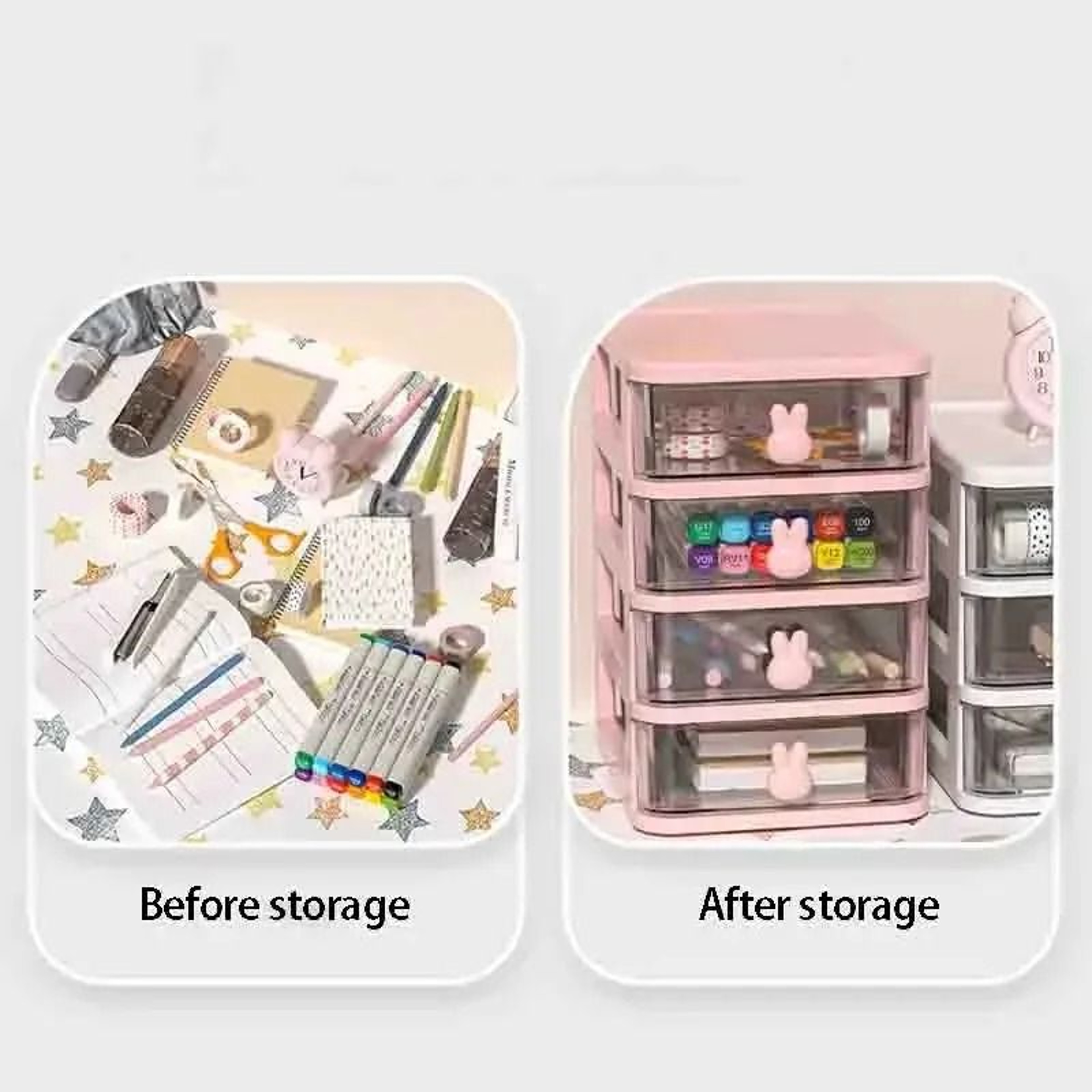 Multi Tier Clear Stacking Drawer Organizer Modular Desktop Storage Box 10